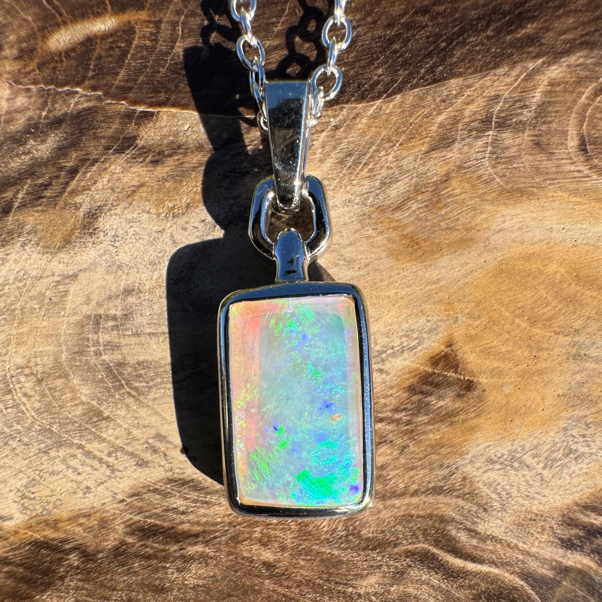 1.3ct Coober Pedy Crystal Opal Pendant Necklace ~ 'Mermaid Reef' | 925 Sterling Silver | Solid Australian Opal