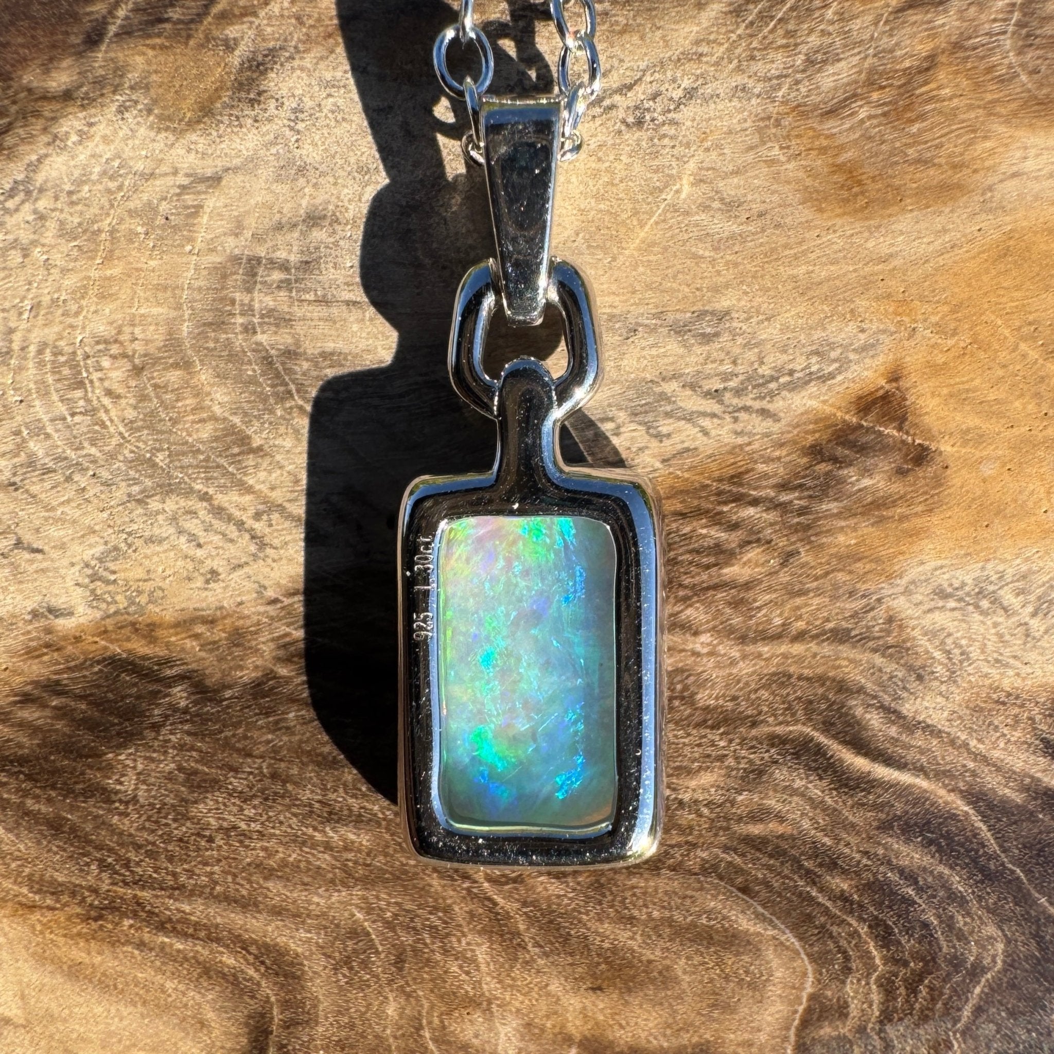 1.3ct Coober Pedy Crystal Opal Pendant Necklace ~ 'Mermaid Reef' | 925 Sterling Silver | Solid Australian Opal