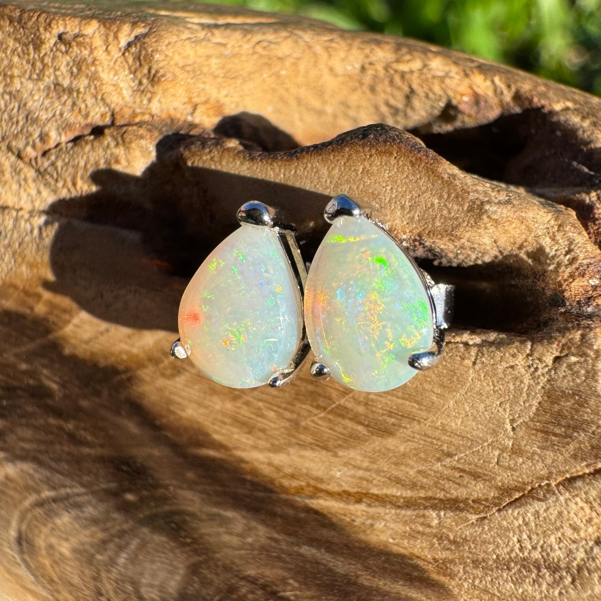 1.3ct Coober Pedy Opal Earrings ~ 'Kangaroo Island Kindle' | 925 Sterling Silver | Solid Australian Opal