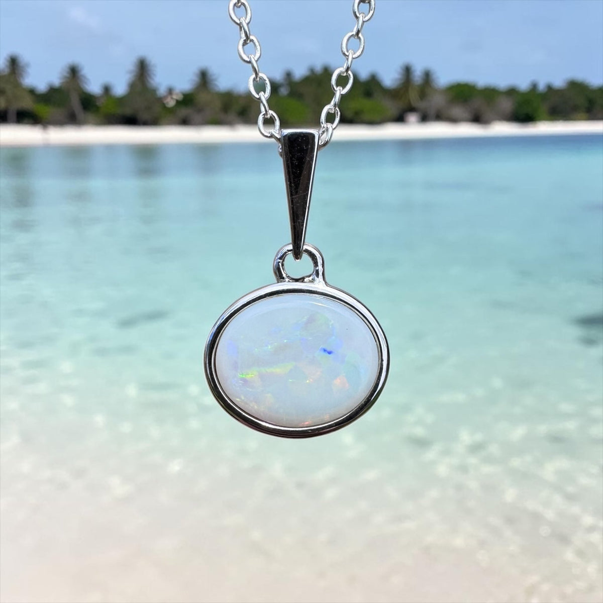 1.3ct Coober Pedy Opal Pendant Necklace ~ 'Ballarat Flicker' | 925 Sterling Silver | Solid Australian Opal