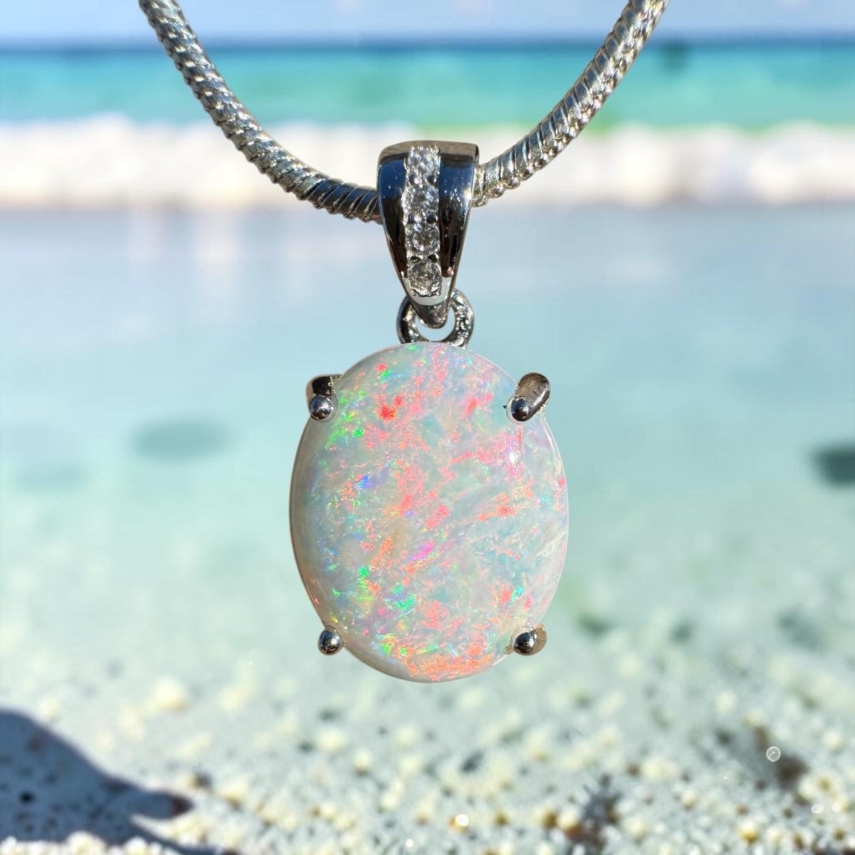1.3ct Coober Pedy Opal Pendant Necklace ~ 'Mundaring Glow' | 925 Sterling Silver | Solid Australian Opal