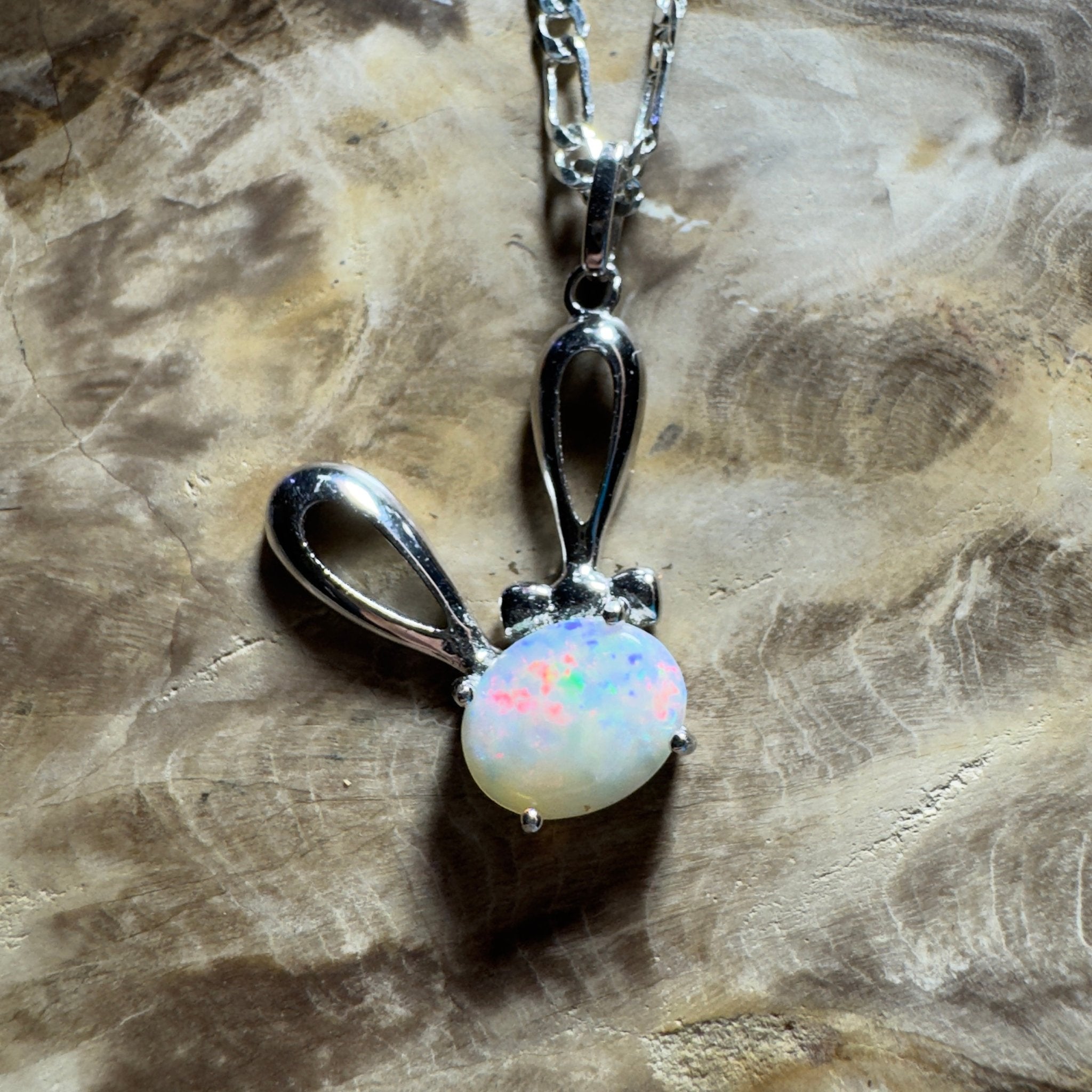 1.3ct Coober Pedy Opal Pendant Necklace ~ 'The White Cliffs Corona' | 925 Sterling Silver | Solid Australian Opal