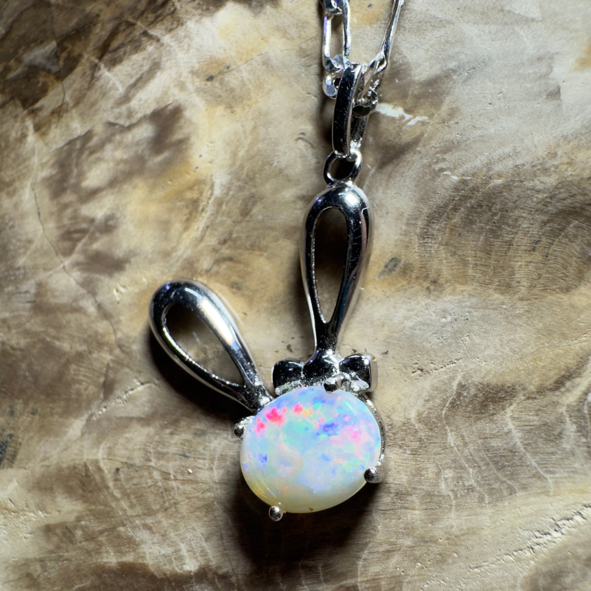 1.3ct Coober Pedy Opal Pendant Necklace ~ 'The White Cliffs Corona' | 925 Sterling Silver | Solid Australian Opal