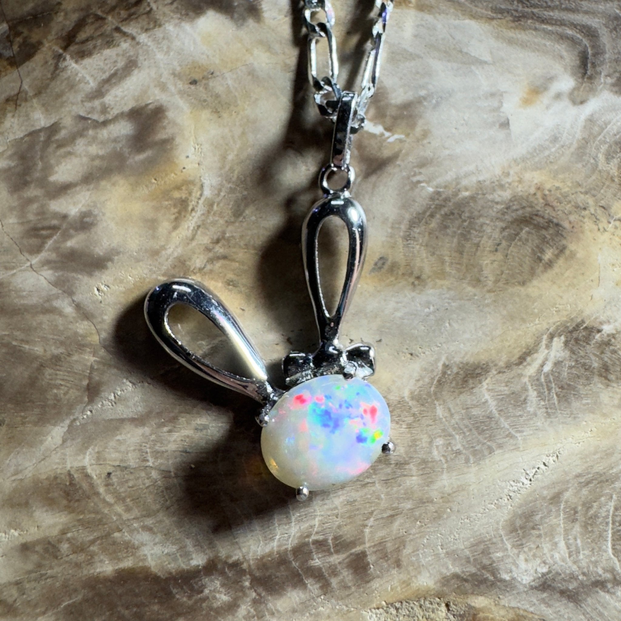 1.3ct Coober Pedy Opal Pendant Necklace ~ 'The White Cliffs Corona' | 925 Sterling Silver | Solid Australian Opal