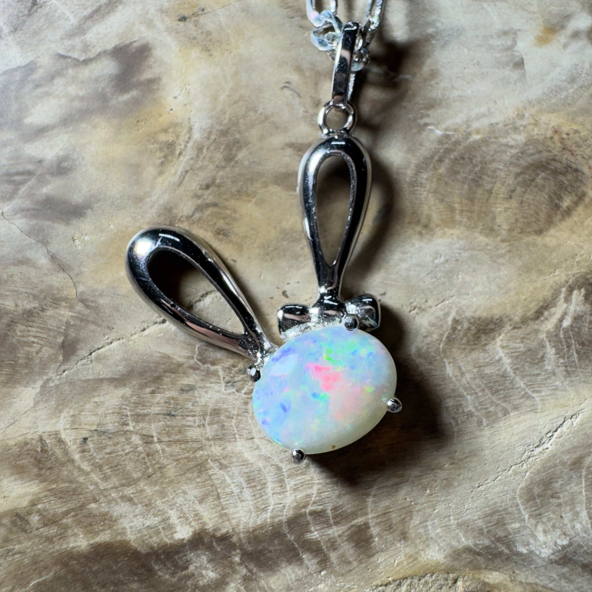 1.3ct Coober Pedy Opal Pendant Necklace ~ 'The White Cliffs Corona' | 925 Sterling Silver | Solid Australian Opal