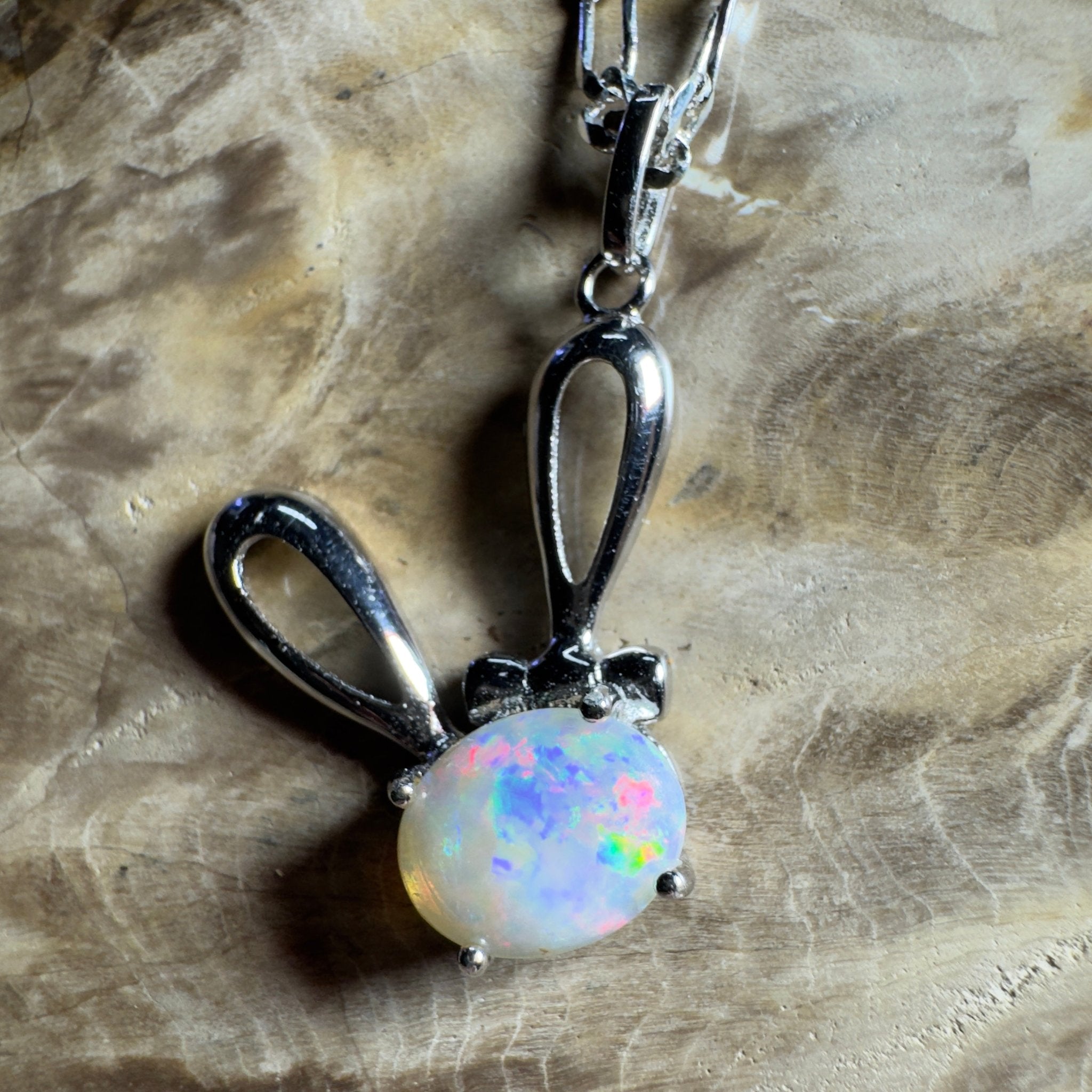 1.3ct Coober Pedy Opal Pendant Necklace ~ 'The White Cliffs Corona' | 925 Sterling Silver | Solid Australian Opal