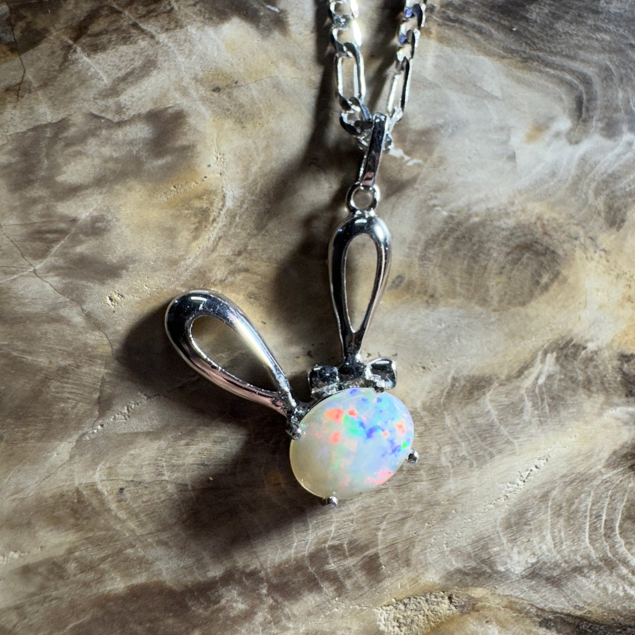 1.3ct Coober Pedy Opal Pendant Necklace ~ 'The White Cliffs Corona' | 925 Sterling Silver | Solid Australian Opal
