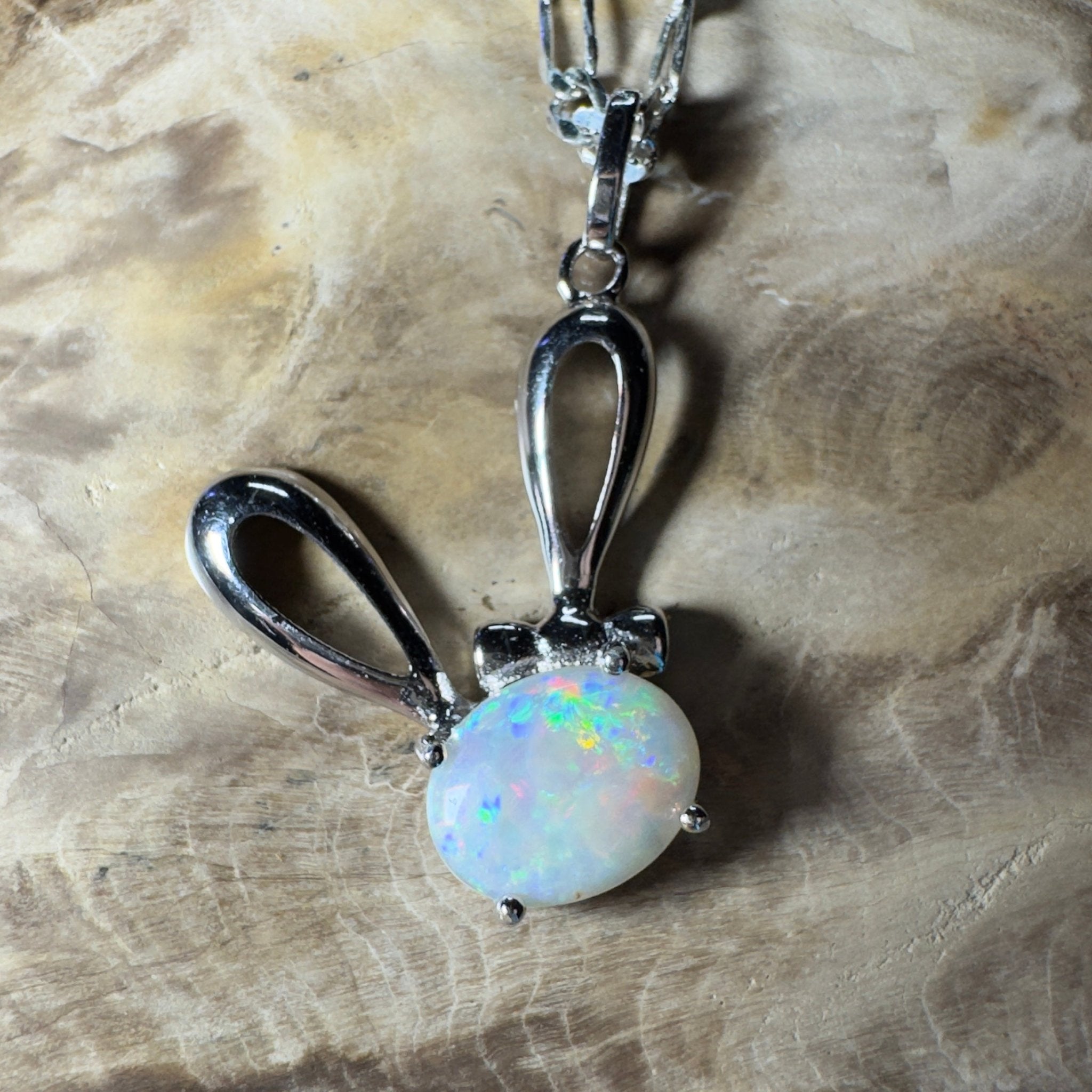 1.3ct Coober Pedy Opal Pendant Necklace ~ 'The White Cliffs Corona' | 925 Sterling Silver | Solid Australian Opal