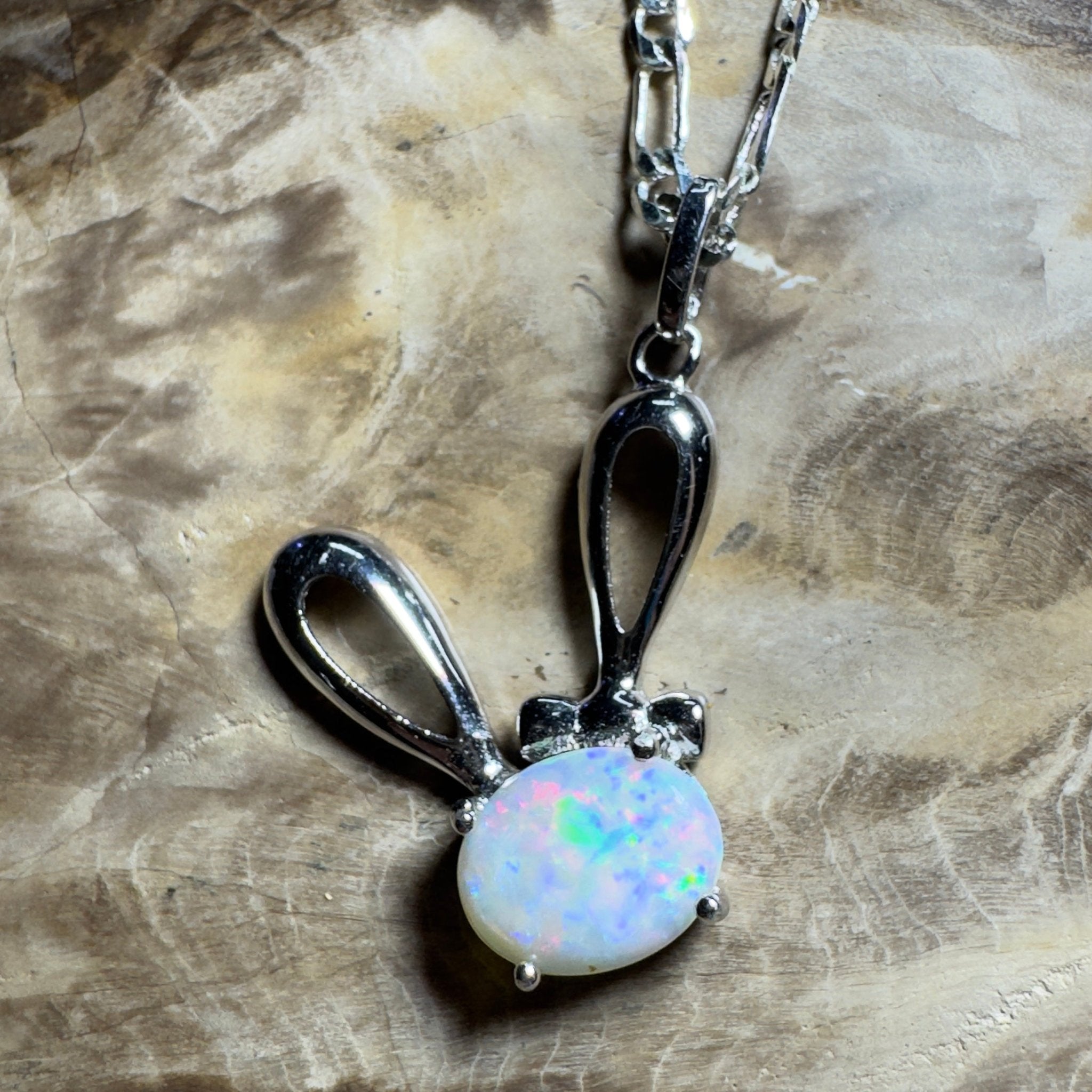 1.3ct Coober Pedy Opal Pendant Necklace ~ 'The White Cliffs Corona' | 925 Sterling Silver | Solid Australian Opal