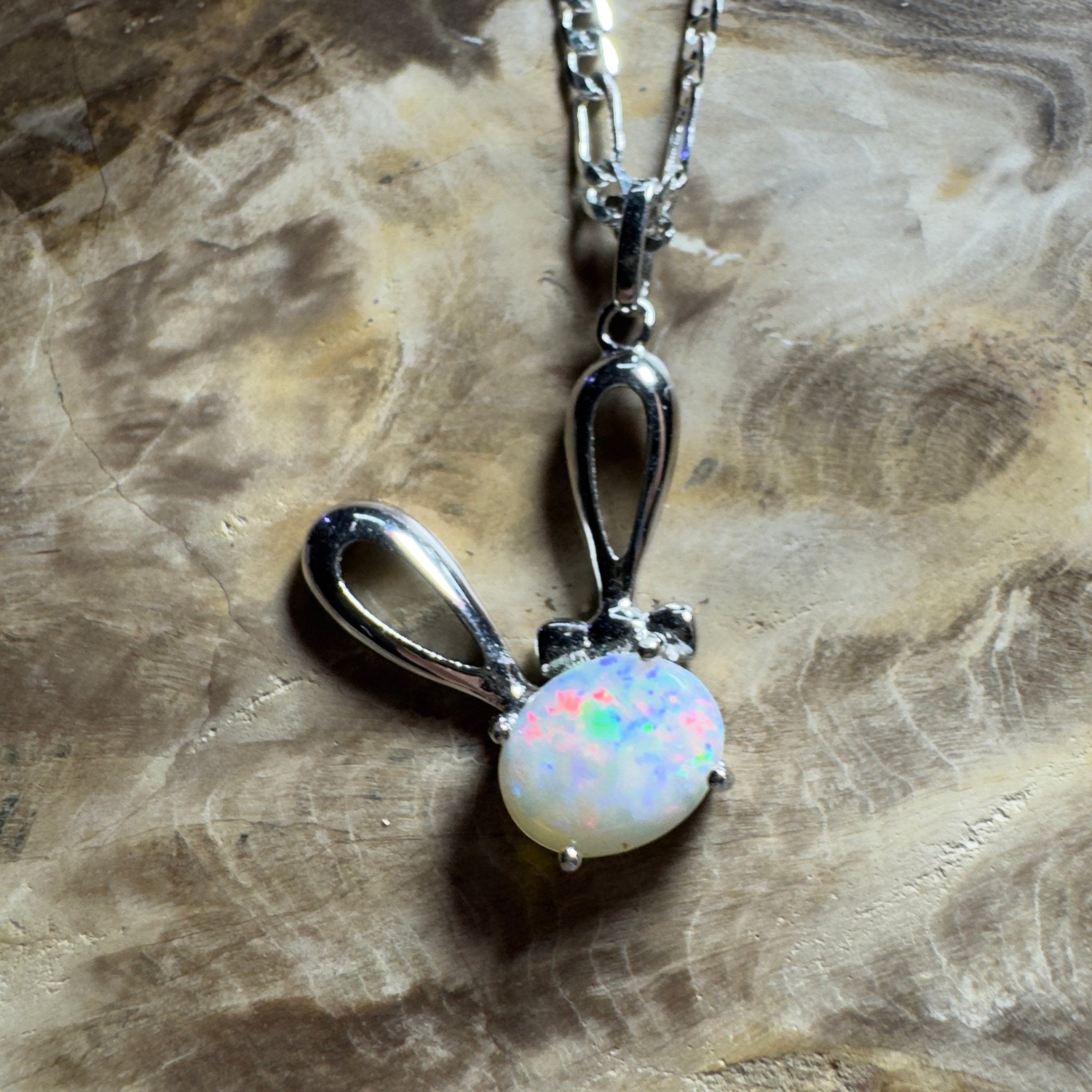 1.3ct Coober Pedy Opal Pendant Necklace ~ 'The White Cliffs Corona' | 925 Sterling Silver | Solid Australian Opal