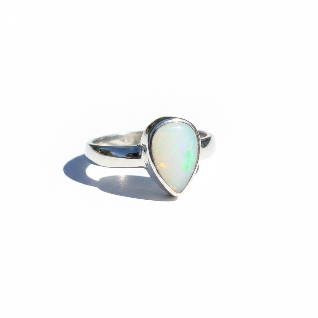1.3ct Coober Pedy Opal Ring ~ 'Daintree Green Fire' | 925 Sterling Silver | Solid Australian Opal
