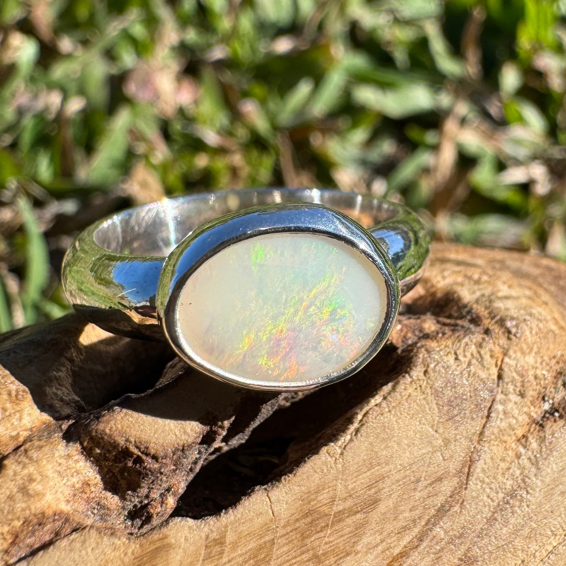 1.3ct Coober Pedy Opal Ring ~ 'Fraser Coast Freeform' | 925 Sterling Silver | Solid Australian Opal