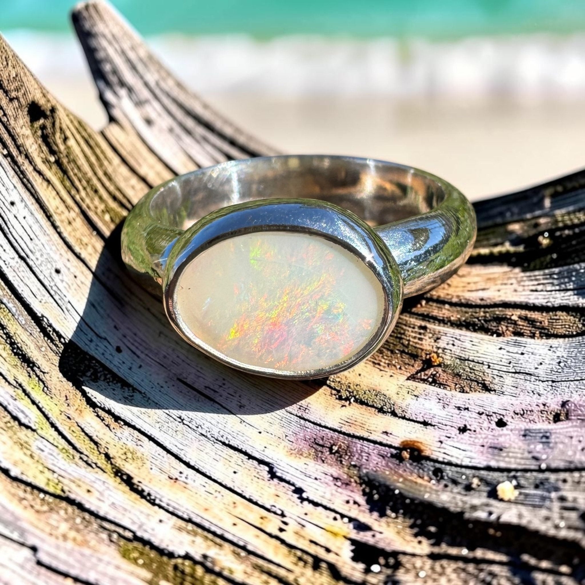 1.3ct Coober Pedy Opal Ring ~ 'Fraser Coast Freeform' | 925 Sterling Silver | Solid Australian Opal