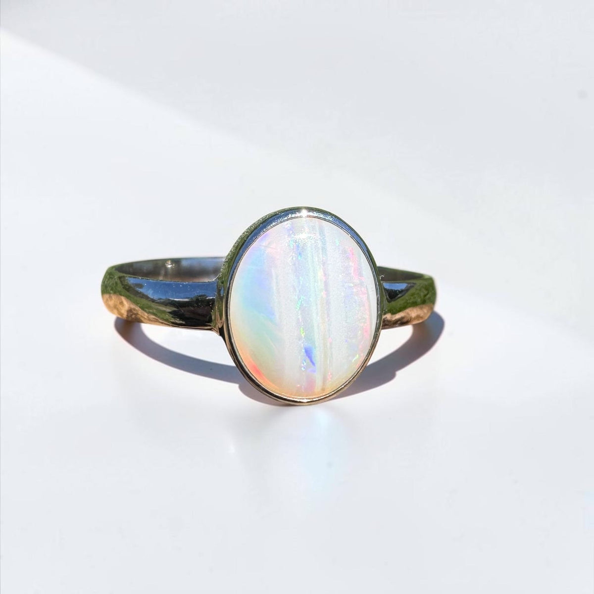 1.3ct Coober Pedy Opal Ring ~ 'Rosebery Blaze' | 925 Sterling Silver | Solid Australian Opal
