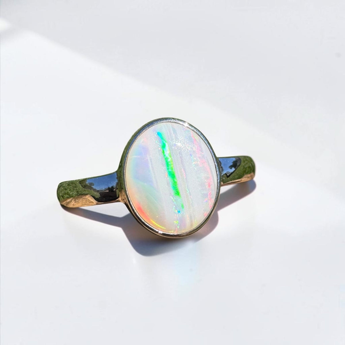 1.3ct Coober Pedy Opal Ring ~ 'Rosebery Blaze' | 925 Sterling Silver | Solid Australian Opal