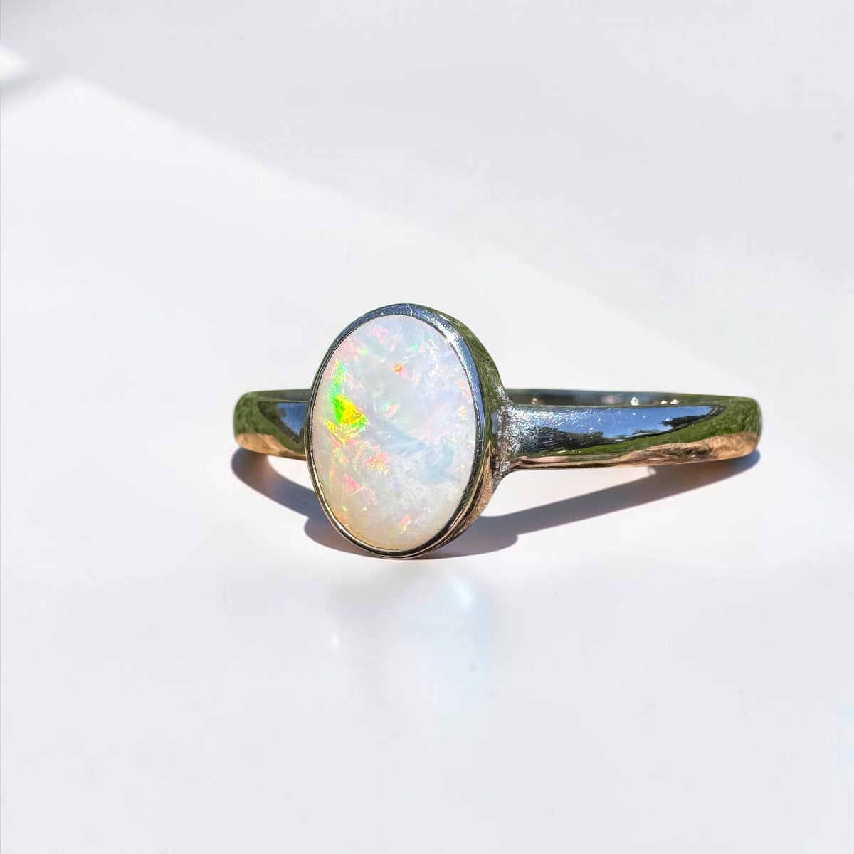 1.3ct Coober Pedy Opal Ring ~ 'Rosebery Blaze' | 925 Sterling Silver | Solid Australian Opal