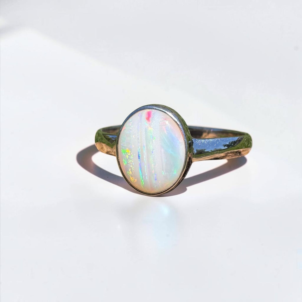 1.3ct Coober Pedy Opal Ring ~ 'Rosebery Blaze' | 925 Sterling Silver | Solid Australian Opal