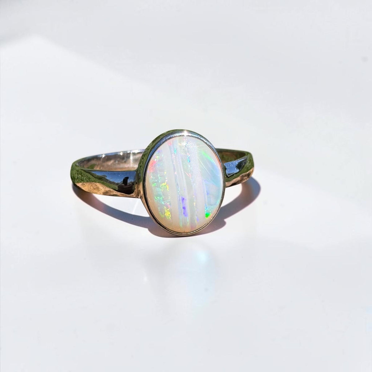 1.3ct Coober Pedy Opal Ring ~ 'Rosebery Blaze' | 925 Sterling Silver | Solid Australian Opal