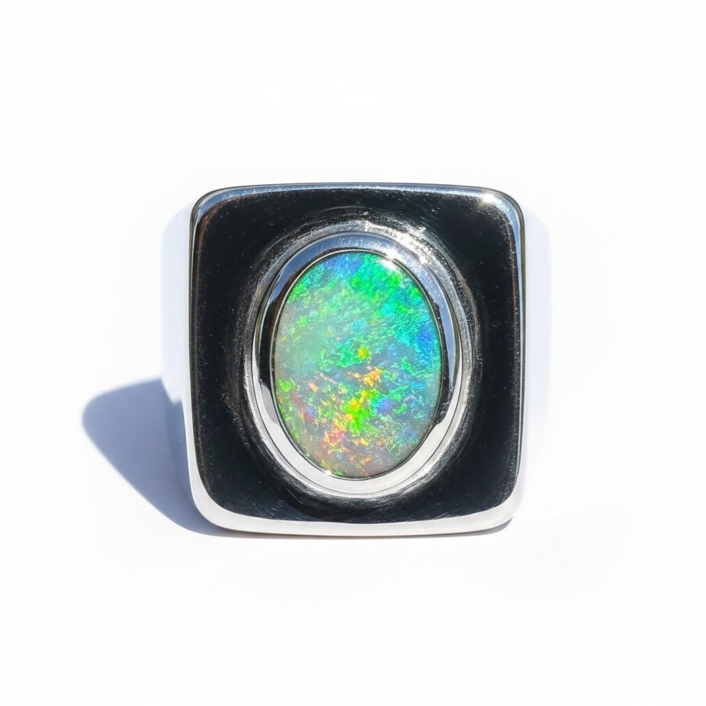 1.3ct Lightning Ridge Crystal Opal Ring ~ 'Keppel Tide' | 925 Sterling Silver | Solid Australian Opal