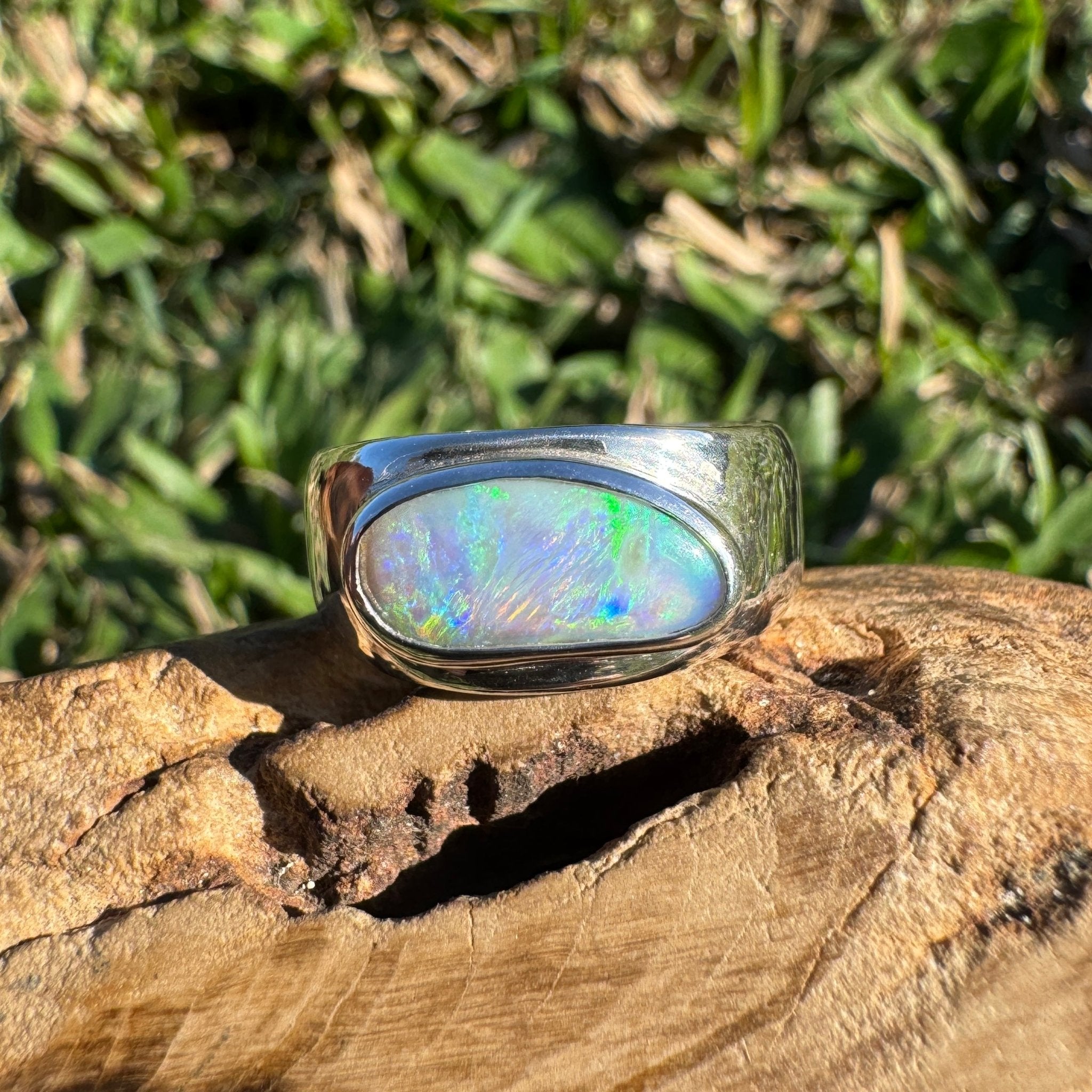 1.3ct Lightning Ridge Opal Ring ~ 'Tamworth Flame' | 925 Sterling Silver | Solid Australian Opal