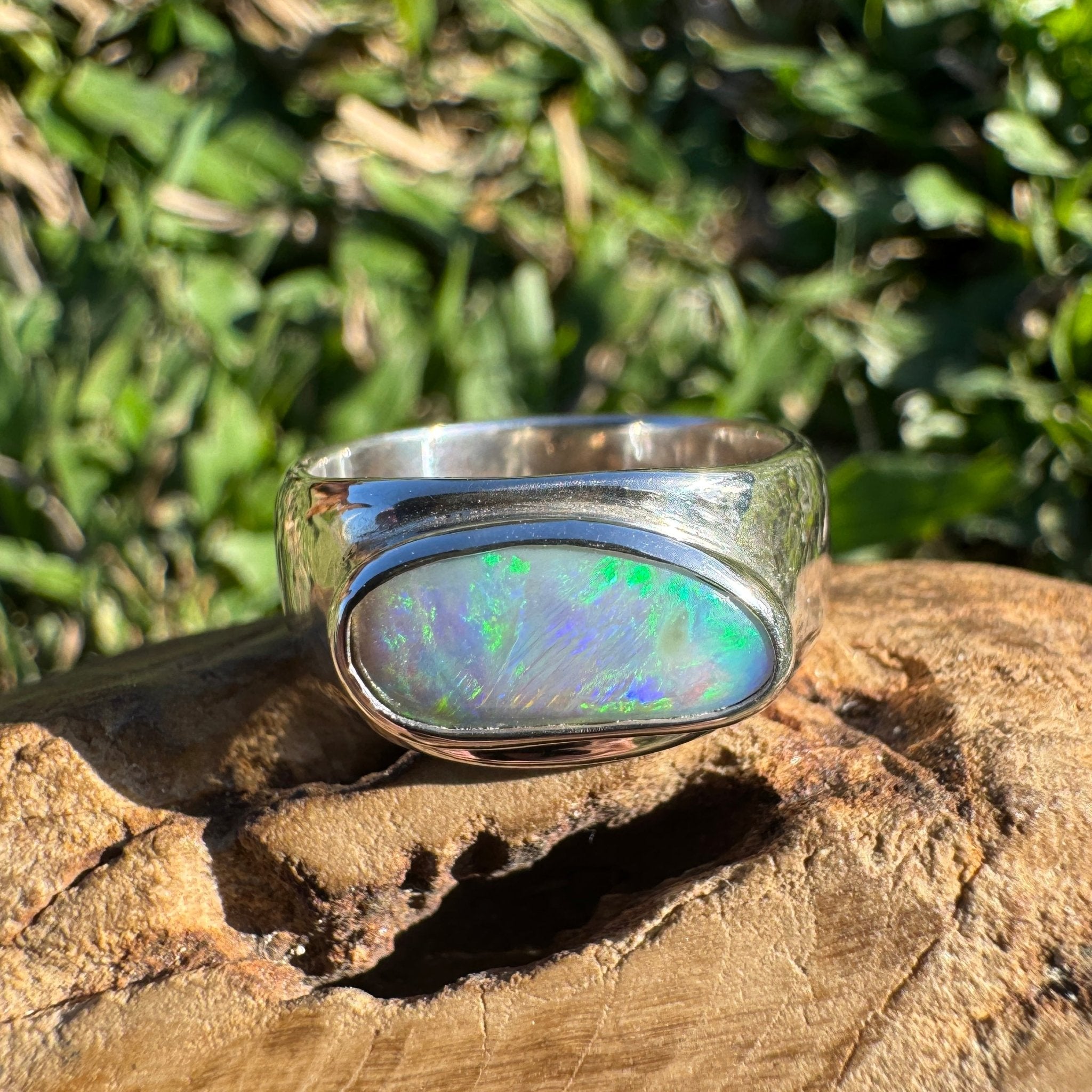 1.3ct Lightning Ridge Opal Ring ~ 'Tamworth Flame' | 925 Sterling Silver | Solid Australian Opal
