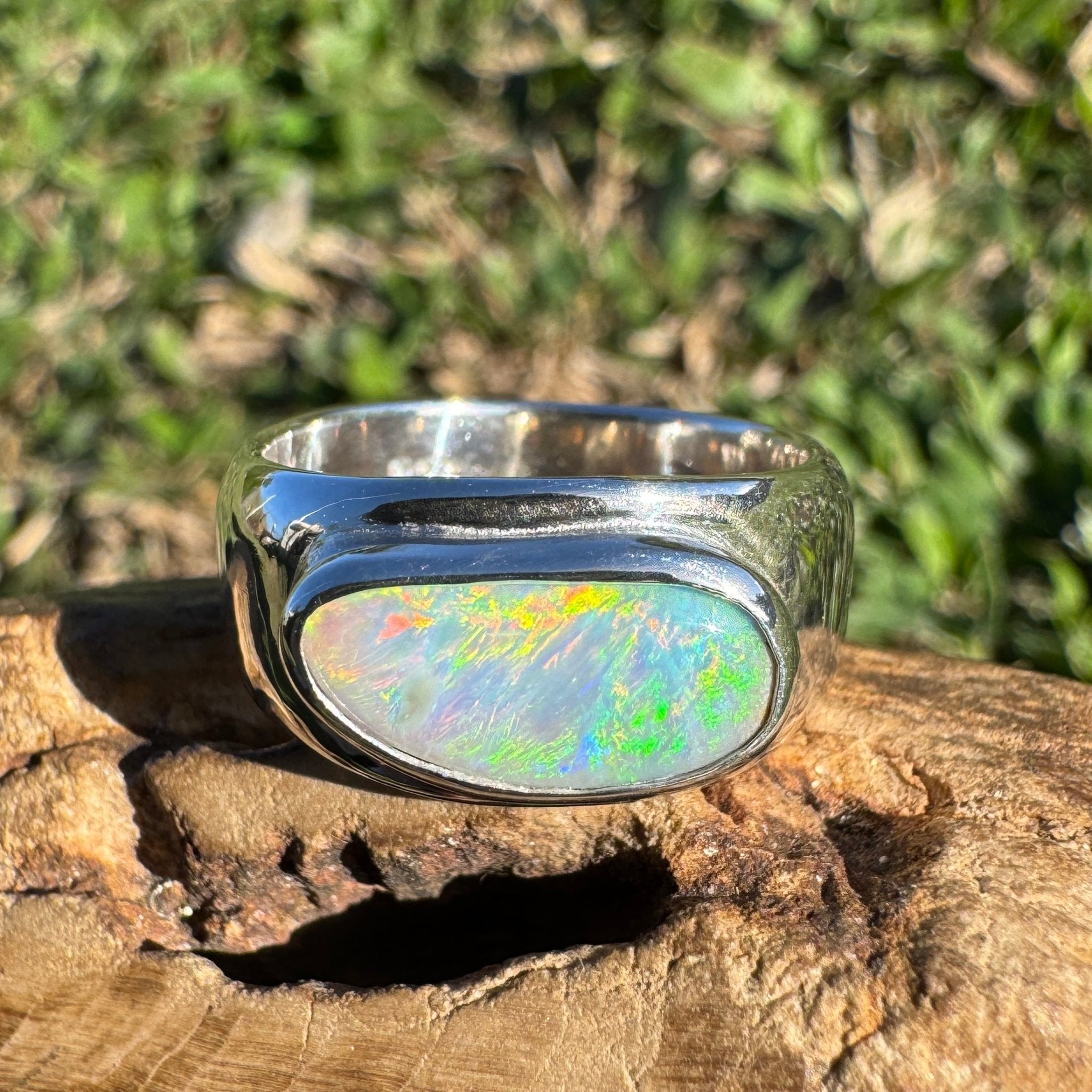 1.3ct Lightning Ridge Opal Ring ~ 'Tamworth Flame' | 925 Sterling Silver | Solid Australian Opal