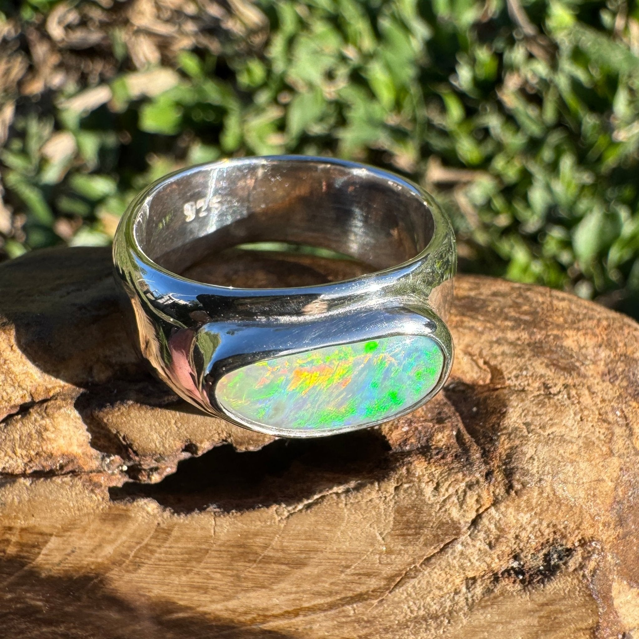 1.3ct Lightning Ridge Opal Ring ~ 'Tamworth Flame' | 925 Sterling Silver | Solid Australian Opal