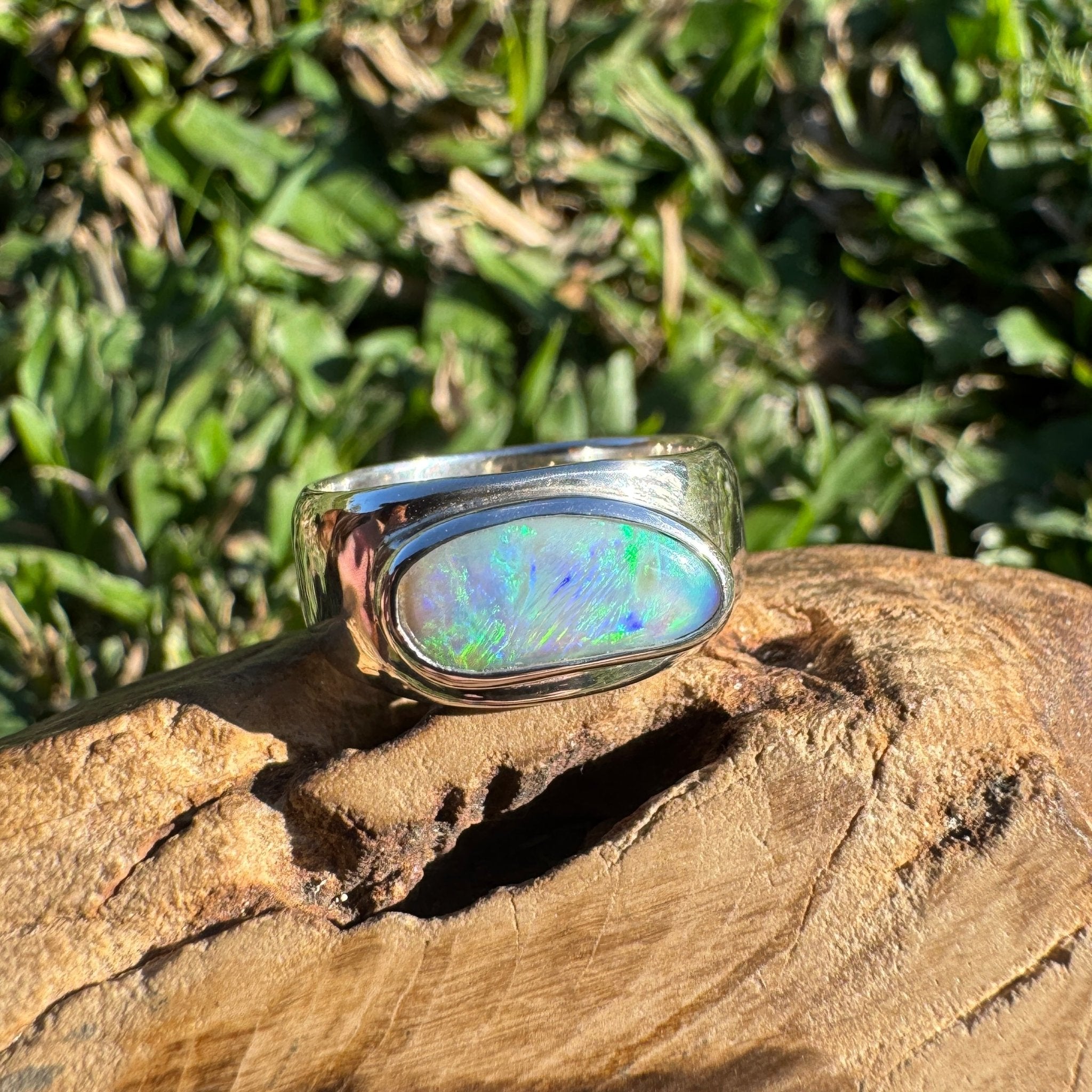 1.3ct Lightning Ridge Opal Ring ~ 'Tamworth Flame' | 925 Sterling Silver | Solid Australian Opal