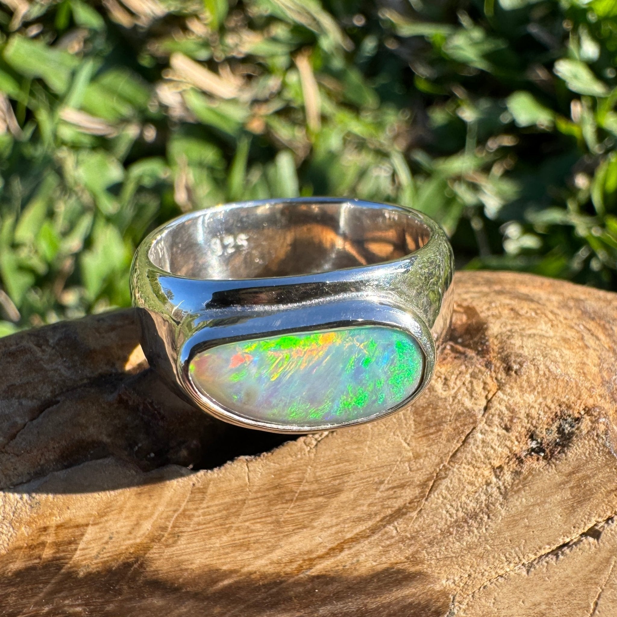 1.3ct Lightning Ridge Opal Ring ~ 'Tamworth Flame' | 925 Sterling Silver | Solid Australian Opal