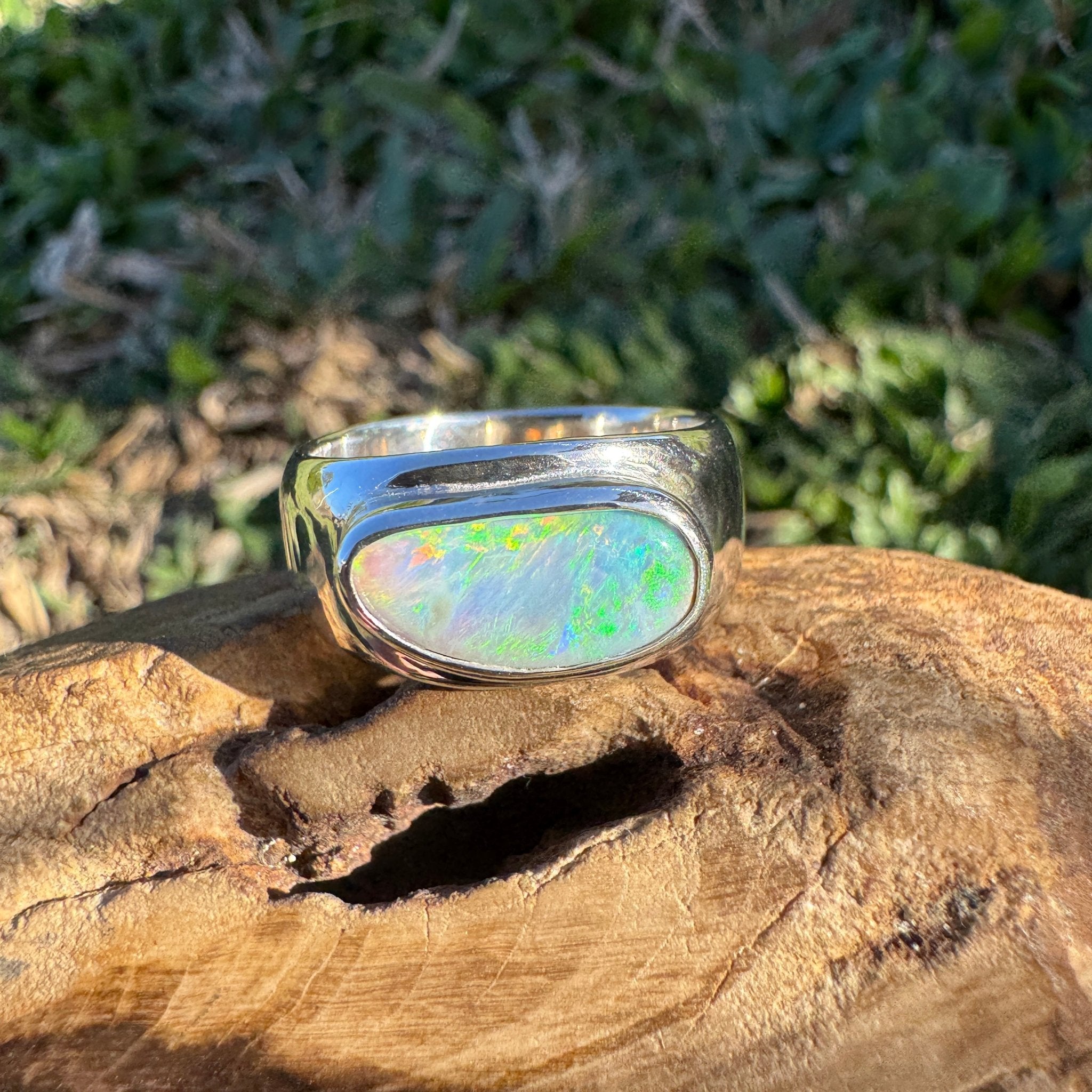 1.3ct Lightning Ridge Opal Ring ~ 'Tamworth Flame' | 925 Sterling Silver | Solid Australian Opal