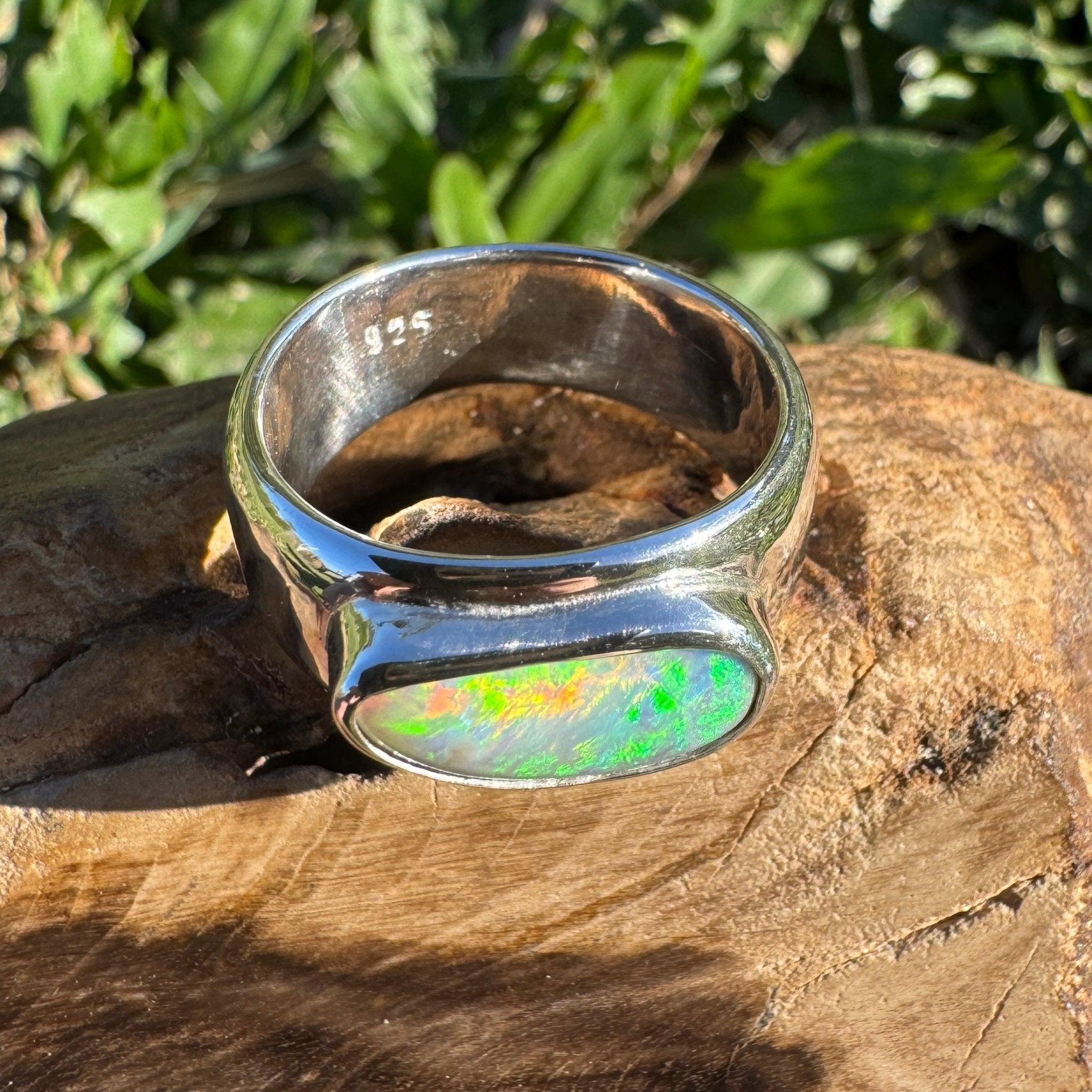 1.3ct Lightning Ridge Opal Ring ~ 'Tamworth Flame' | 925 Sterling Silver | Solid Australian Opal