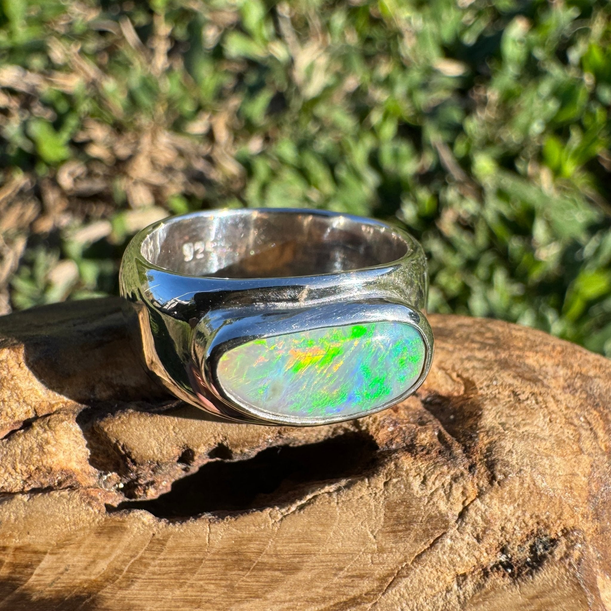 1.3ct Lightning Ridge Opal Ring ~ 'Tamworth Flame' | 925 Sterling Silver | Solid Australian Opal