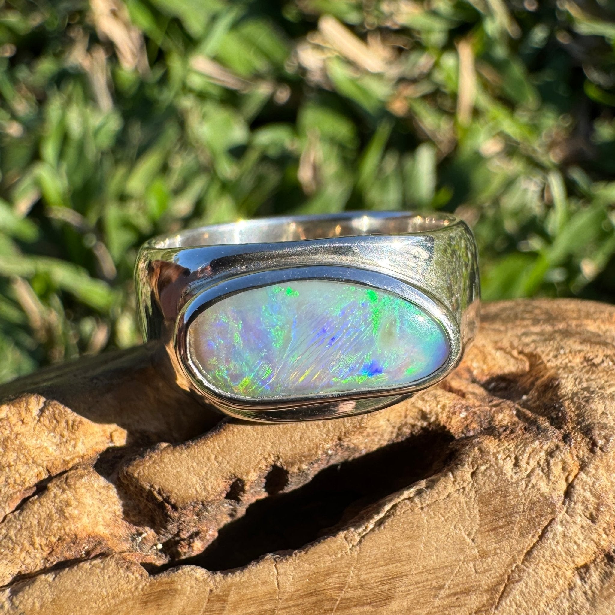 1.3ct Lightning Ridge Opal Ring ~ 'Tamworth Flame' | 925 Sterling Silver | Solid Australian Opal