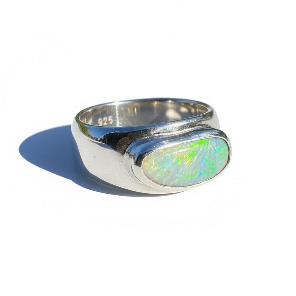 1.3ct Lightning Ridge Opal Ring ~ 'Tamworth Flame' | 925 Sterling Silver | Solid Australian Opal