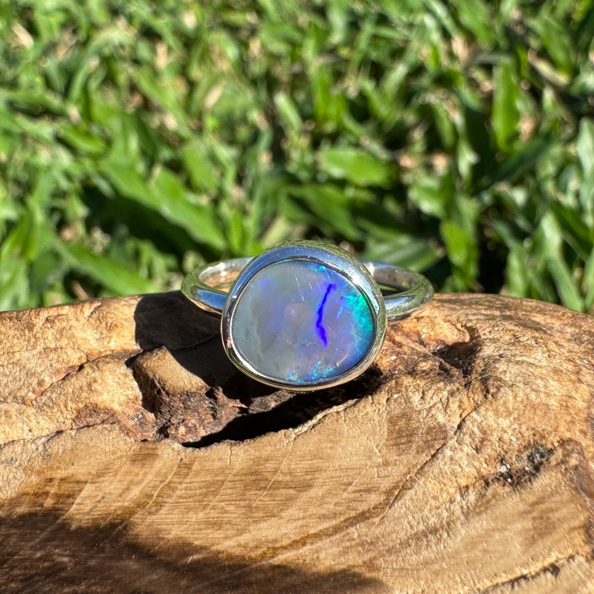 1.4ct Australian Solid Lightning Ridge Opal Ring ~ 'Silver Tide' | 925 Sterling Silver | Solid Australian Opal