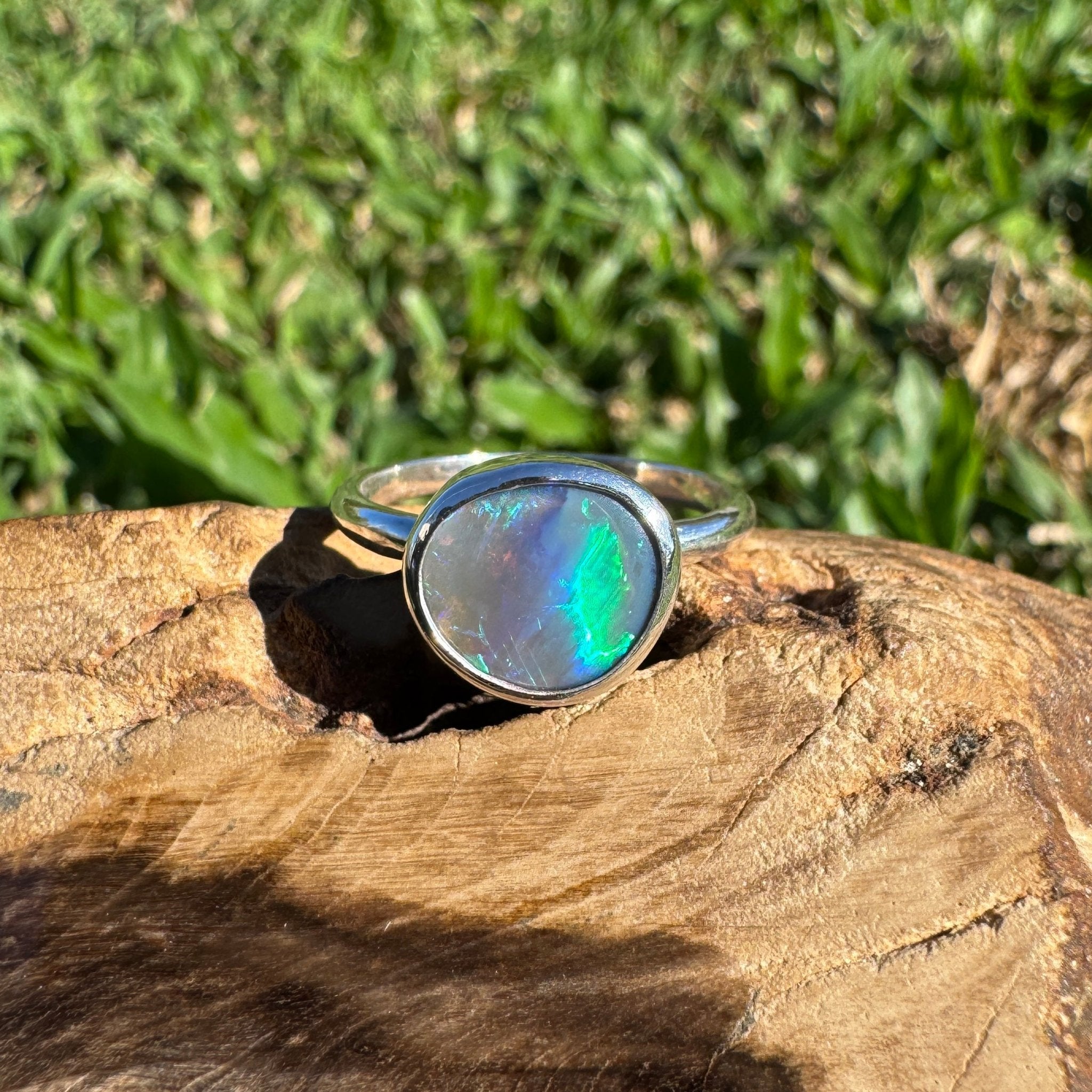 1.4ct Australian Solid Lightning Ridge Opal Ring ~ 'Silver Tide' | 925 Sterling Silver | Solid Australian Opal