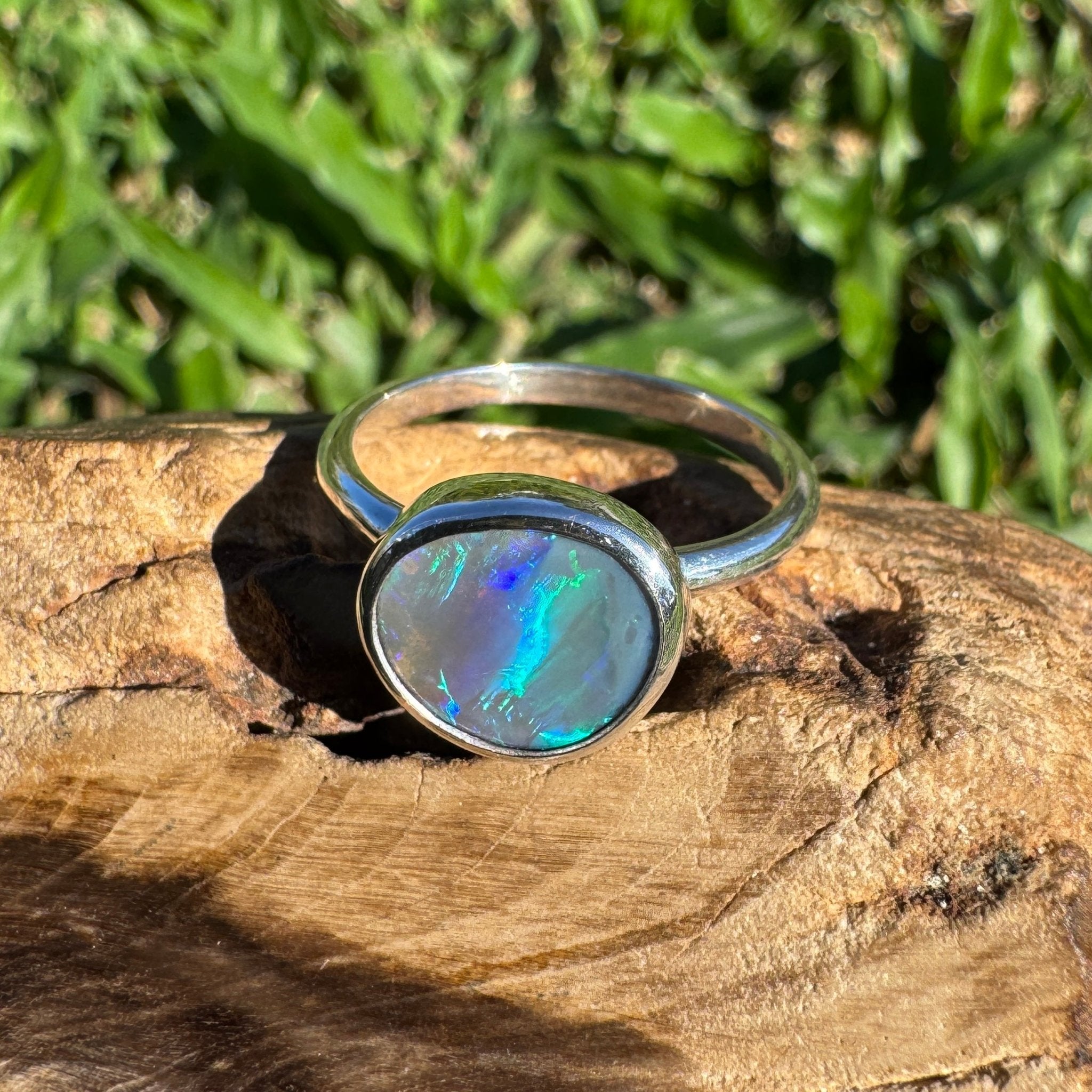 1.4ct Australian Solid Lightning Ridge Opal Ring ~ 'Silver Tide' | 925 Sterling Silver | Solid Australian Opal