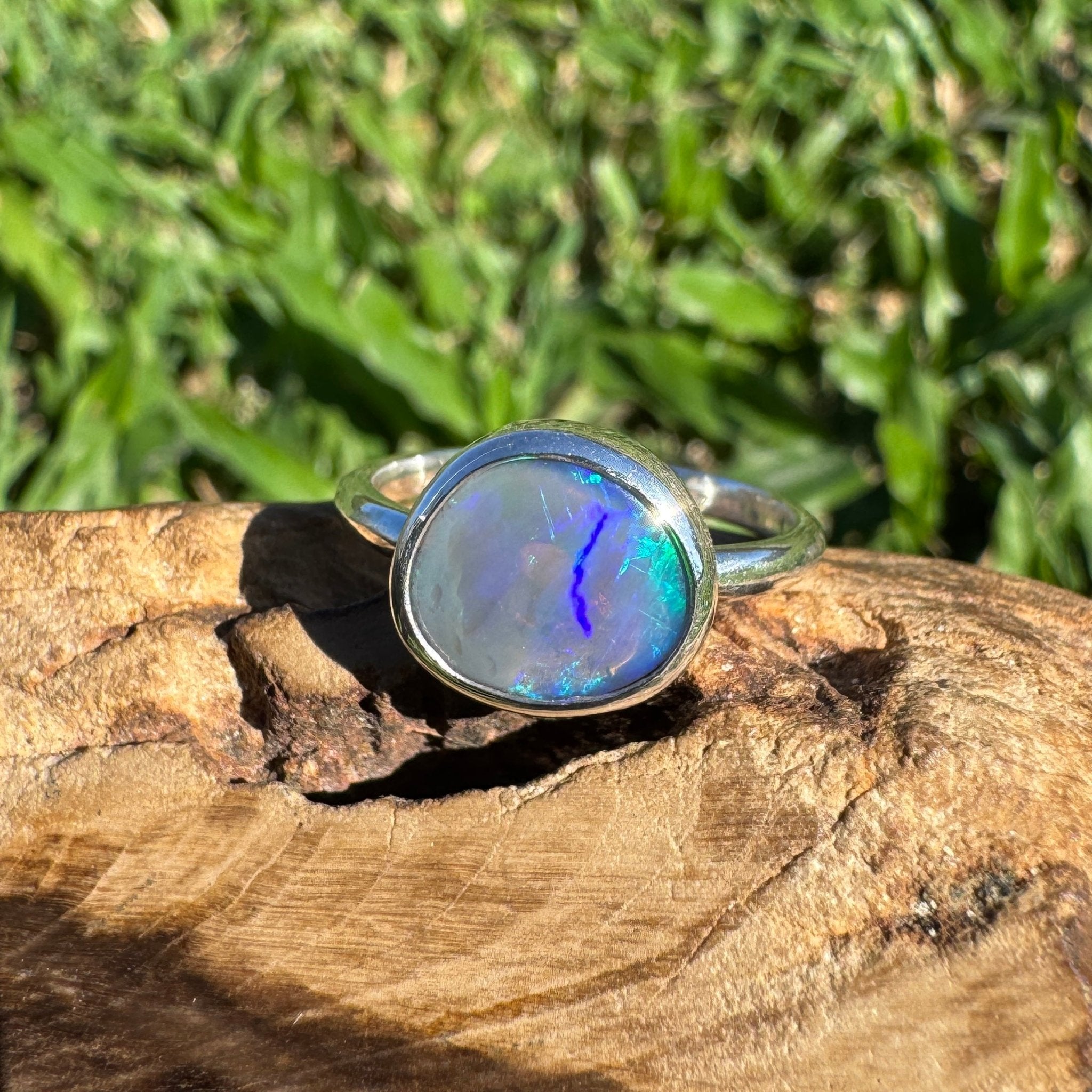 1.4ct Australian Solid Lightning Ridge Opal Ring ~ 'Silver Tide' | 925 Sterling Silver | Solid Australian Opal