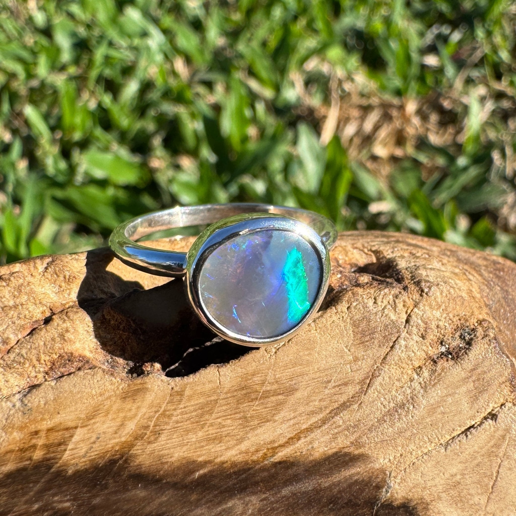 1.4ct Australian Solid Lightning Ridge Opal Ring ~ 'Silver Tide' | 925 Sterling Silver | Solid Australian Opal