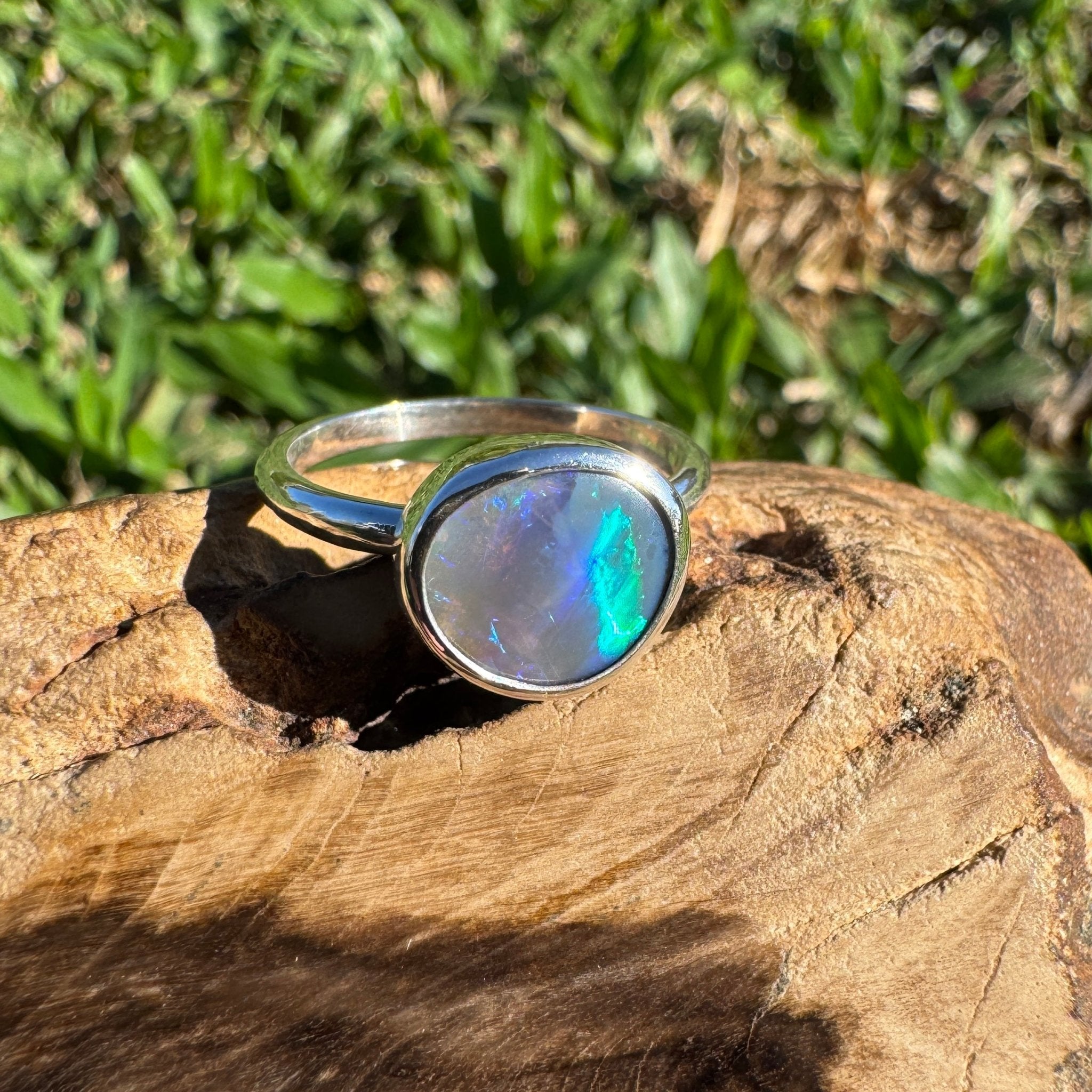1.4ct Australian Solid Lightning Ridge Opal Ring ~ 'Silver Tide' | 925 Sterling Silver | Solid Australian Opal