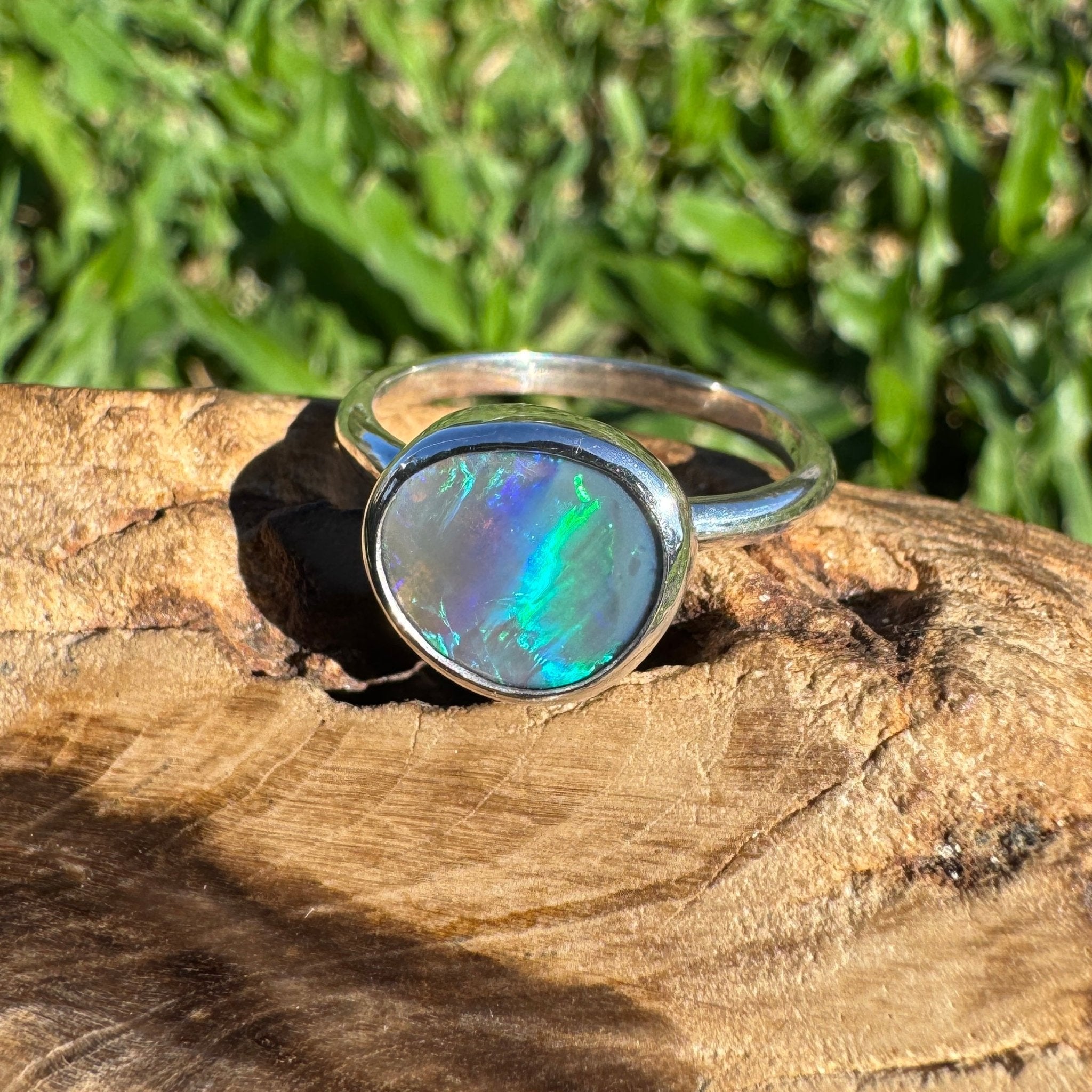1.4ct Australian Solid Lightning Ridge Opal Ring ~ 'Silver Tide' | 925 Sterling Silver | Solid Australian Opal