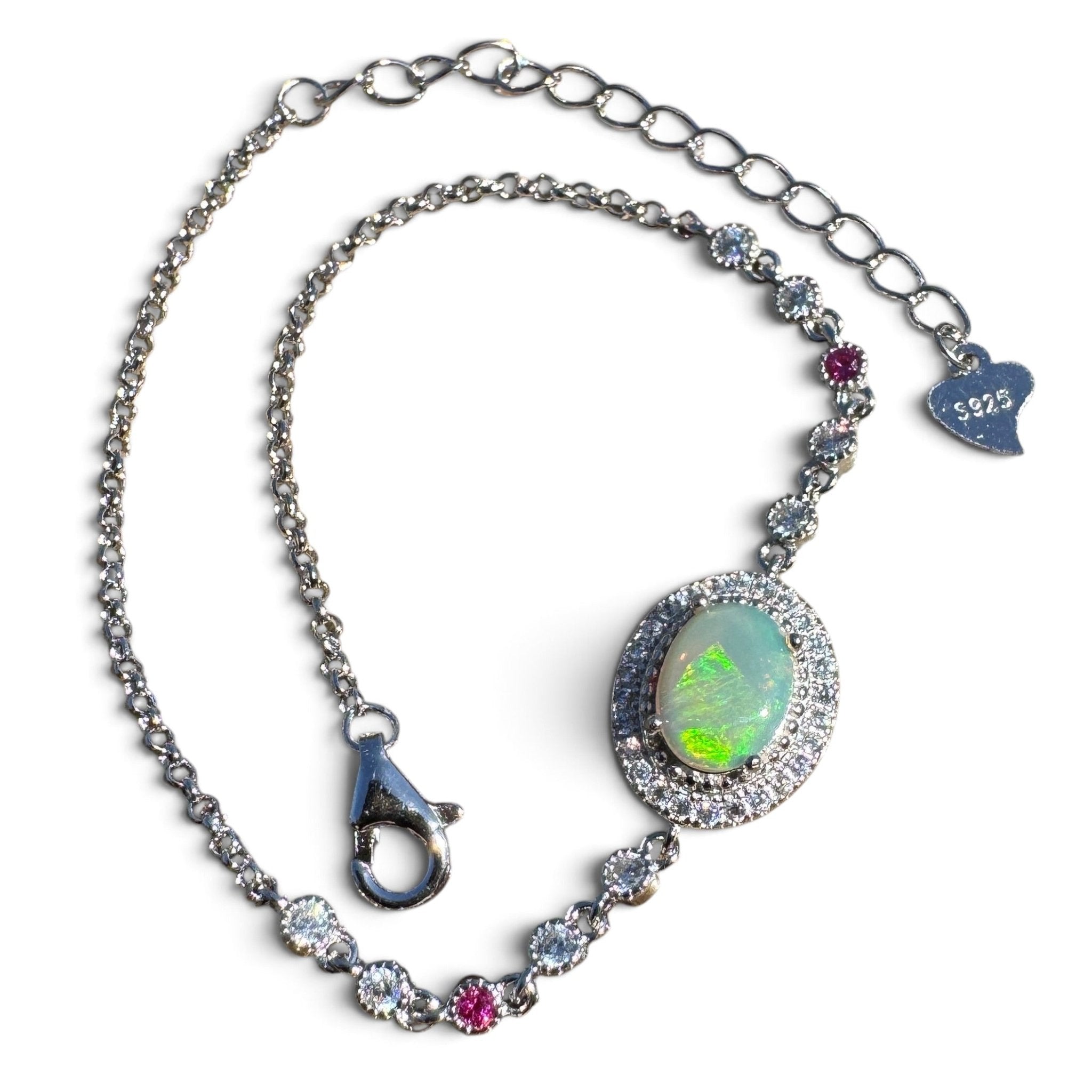 1.4ct Coober Pedy Opal Bracelet ~ 'Coober Colourline' | 925 Sterling Silver | Solid Australian Opal