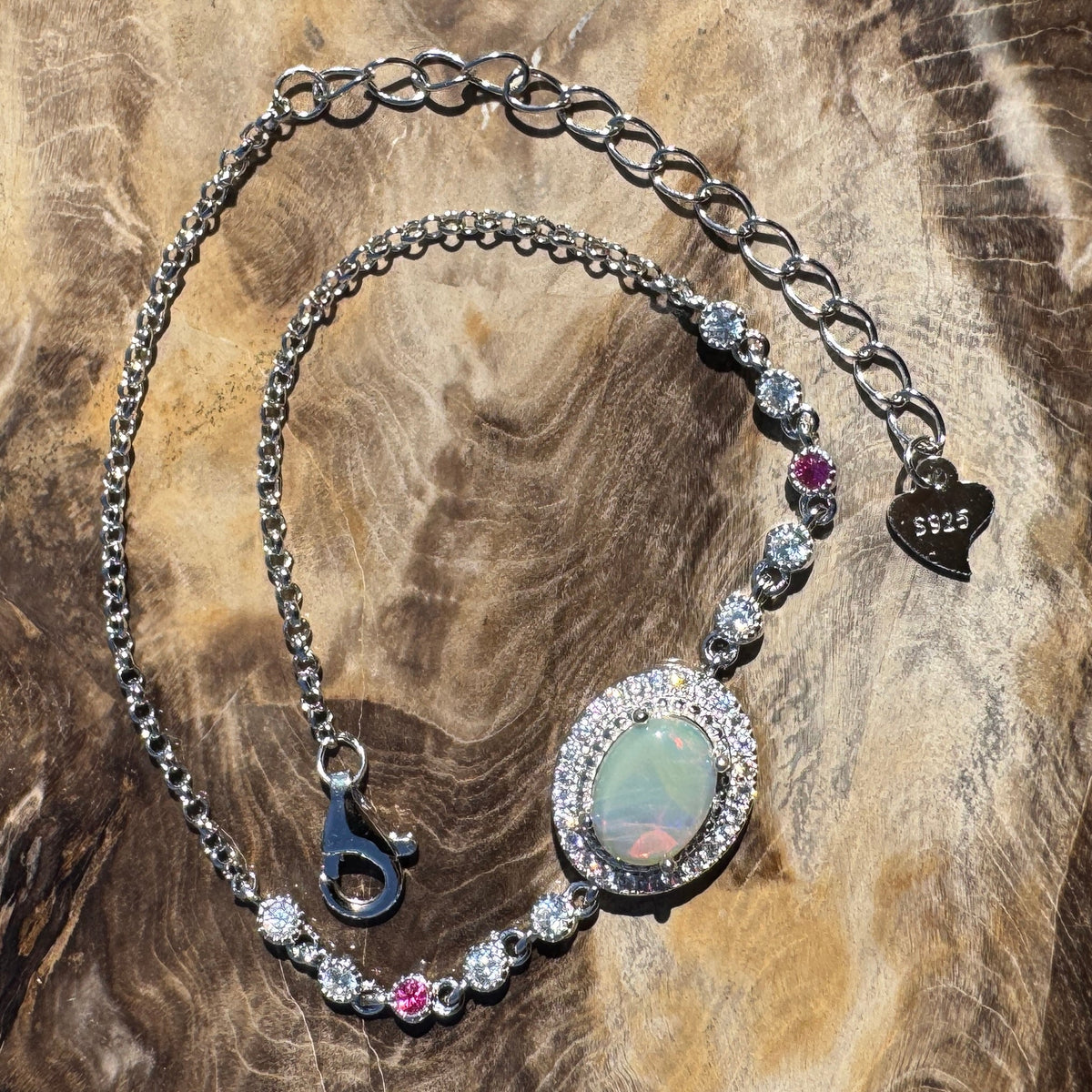 1.4ct Coober Pedy Opal Bracelet ~ 'Coober Colourline' | 925 Sterling Silver | Solid Australian Opal