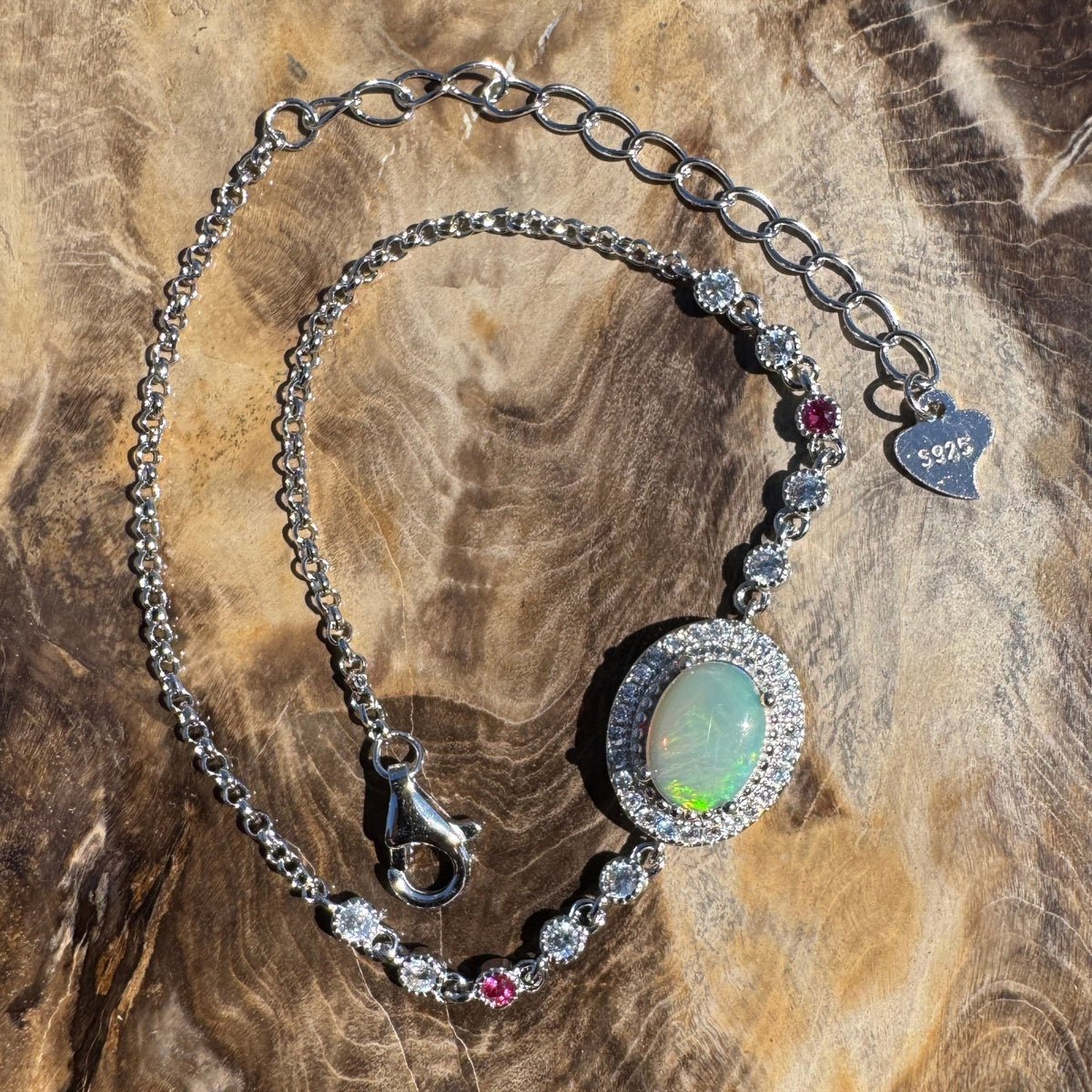 1.4ct Coober Pedy Opal Bracelet ~ 'Coober Colourline' | 925 Sterling Silver | Solid Australian Opal