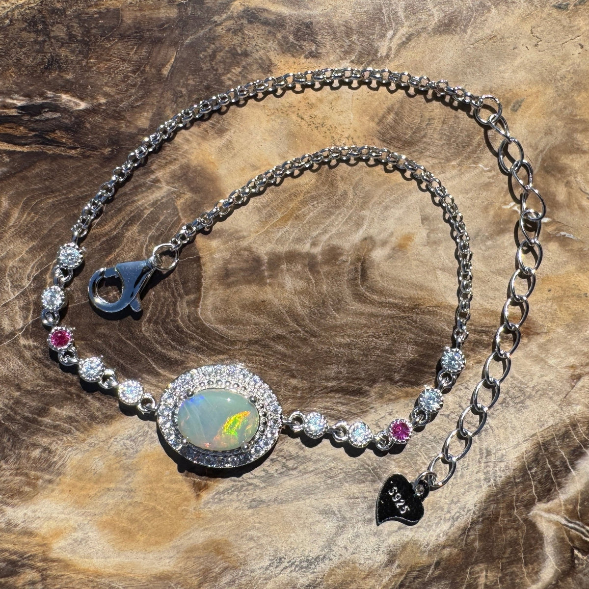 1.4ct Coober Pedy Opal Bracelet ~ 'Coober Colourline' | 925 Sterling Silver | Solid Australian Opal