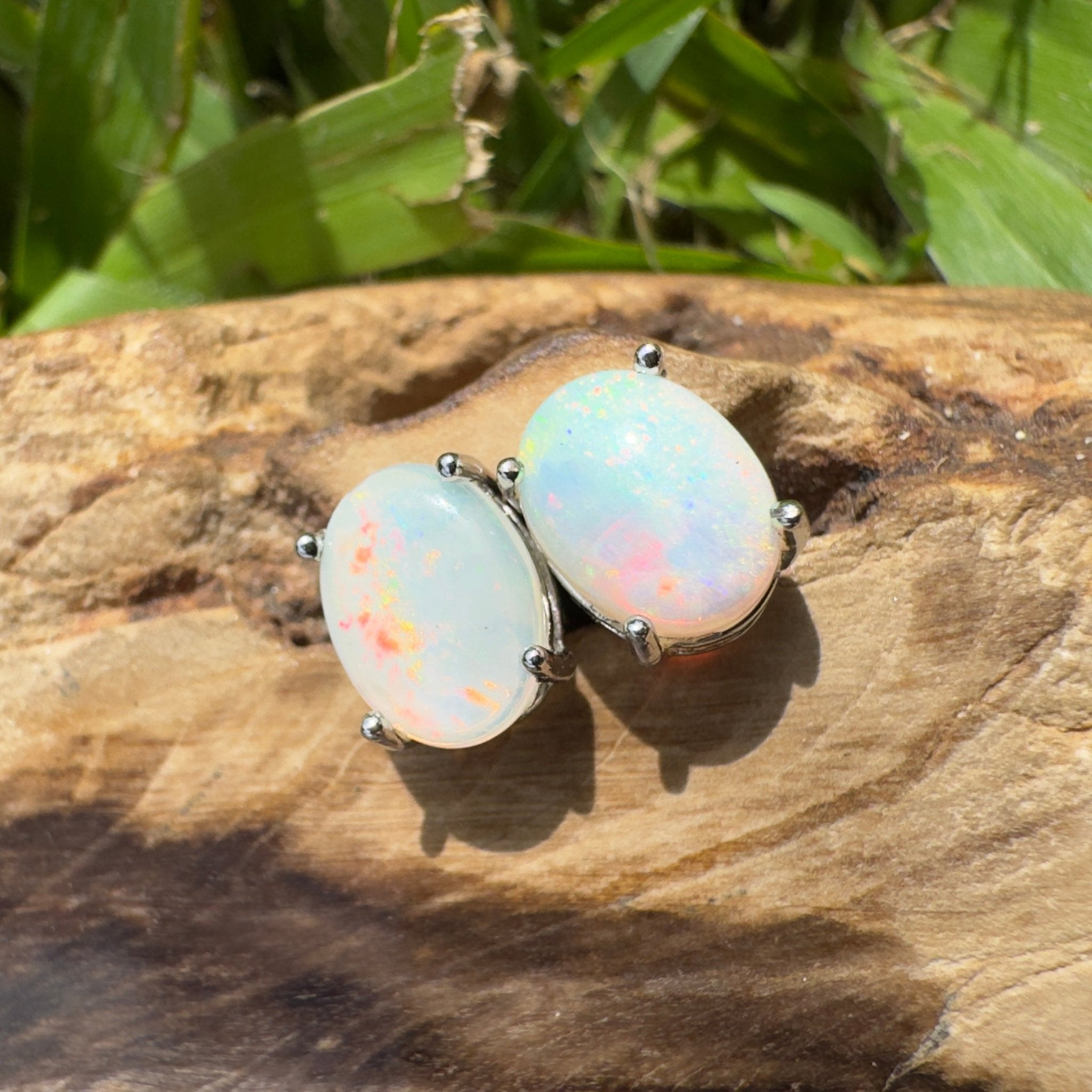 1.4ct Coober Pedy Opal Earrings ~ 'Freycinet Azure' | 925 Sterling Silver | Solid Australian Opal