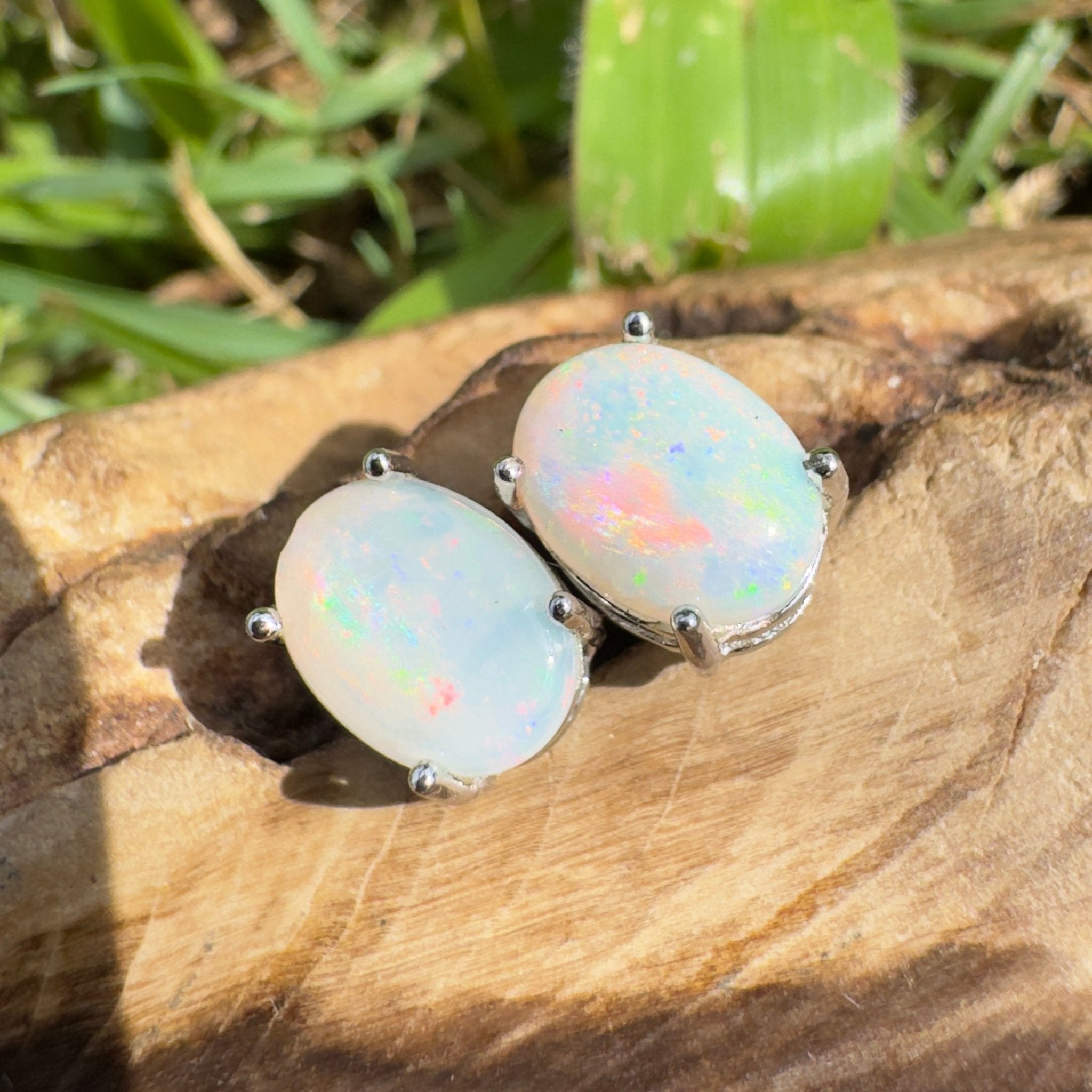 1.4ct Coober Pedy Opal Earrings ~ 'Freycinet Azure' | 925 Sterling Silver | Solid Australian Opal