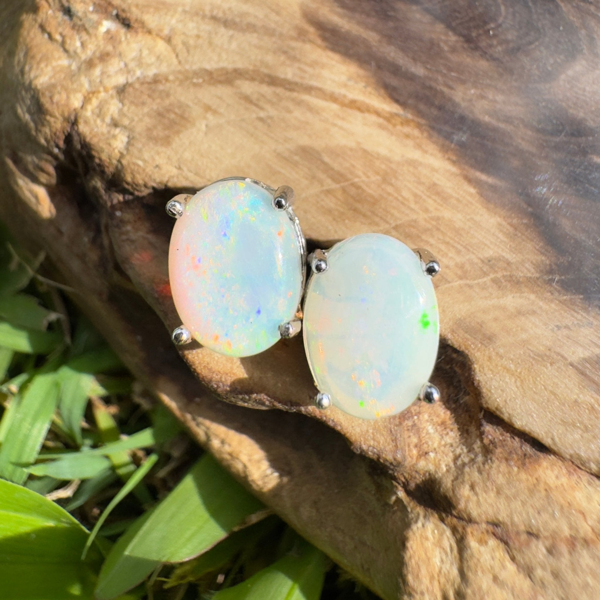 1.4ct Coober Pedy Opal Earrings ~ 'Freycinet Azure' | 925 Sterling Silver | Solid Australian Opal