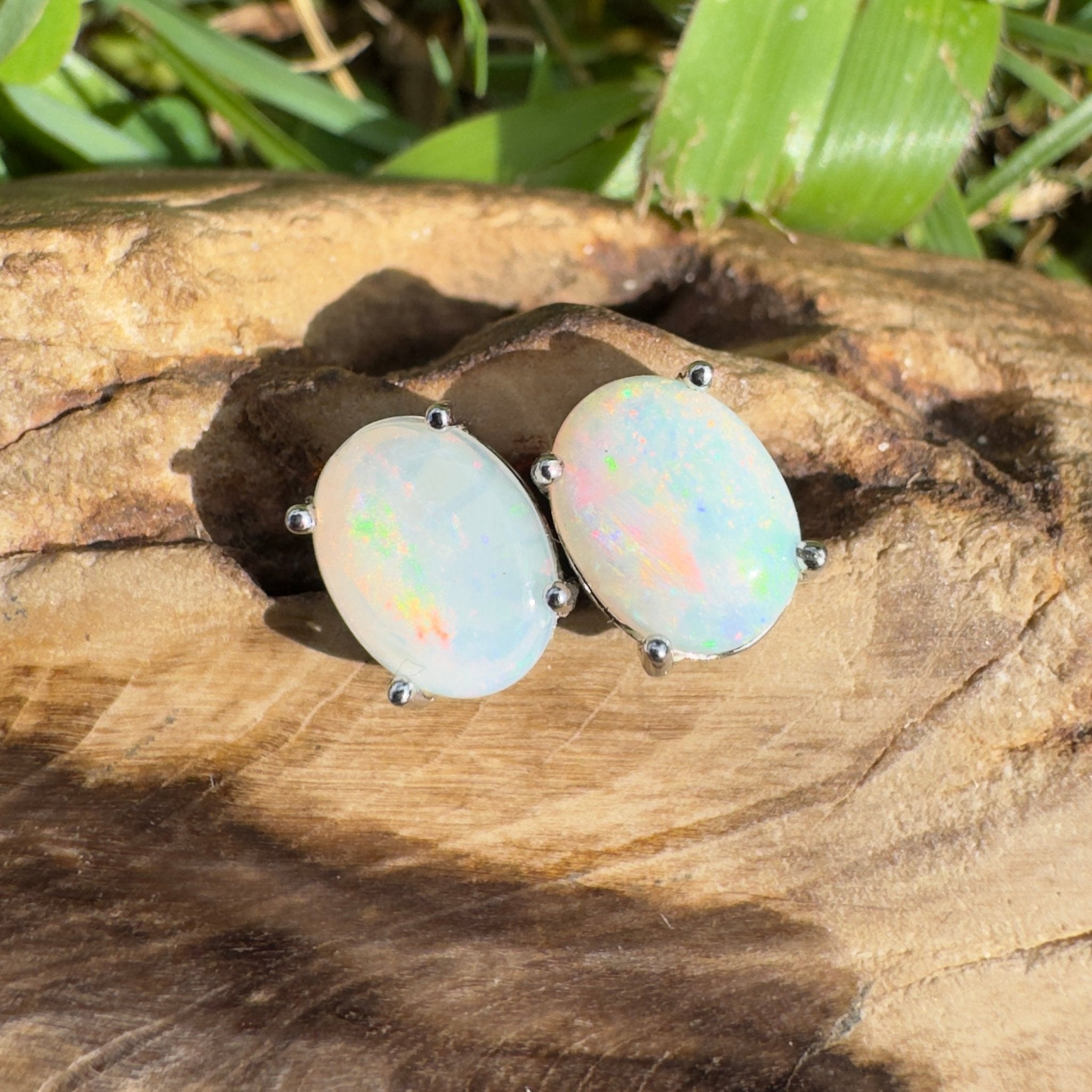 1.4ct Coober Pedy Opal Earrings ~ 'Freycinet Azure' | 925 Sterling Silver | Solid Australian Opal