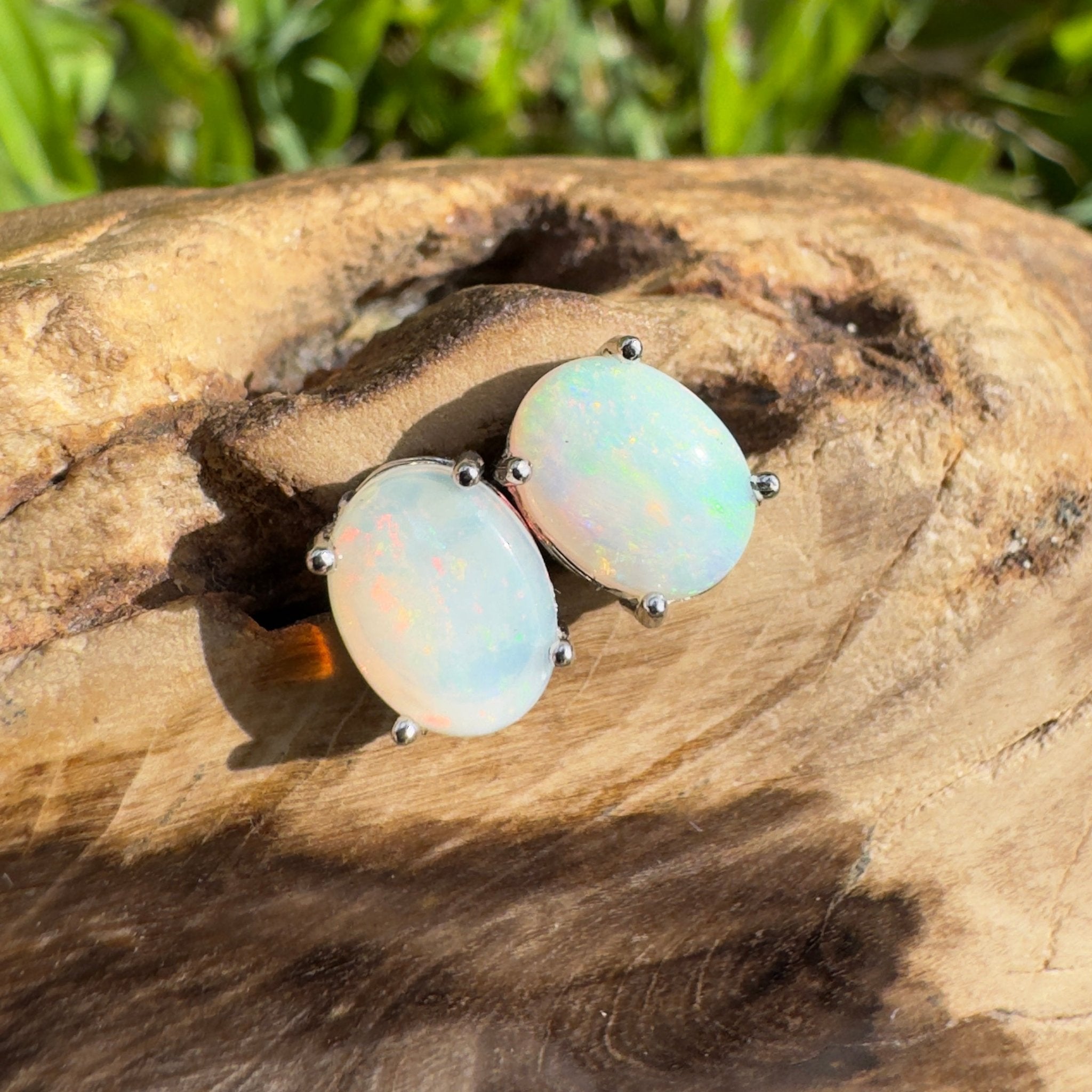 1.4ct Coober Pedy Opal Earrings ~ 'Freycinet Azure' | 925 Sterling Silver | Solid Australian Opal